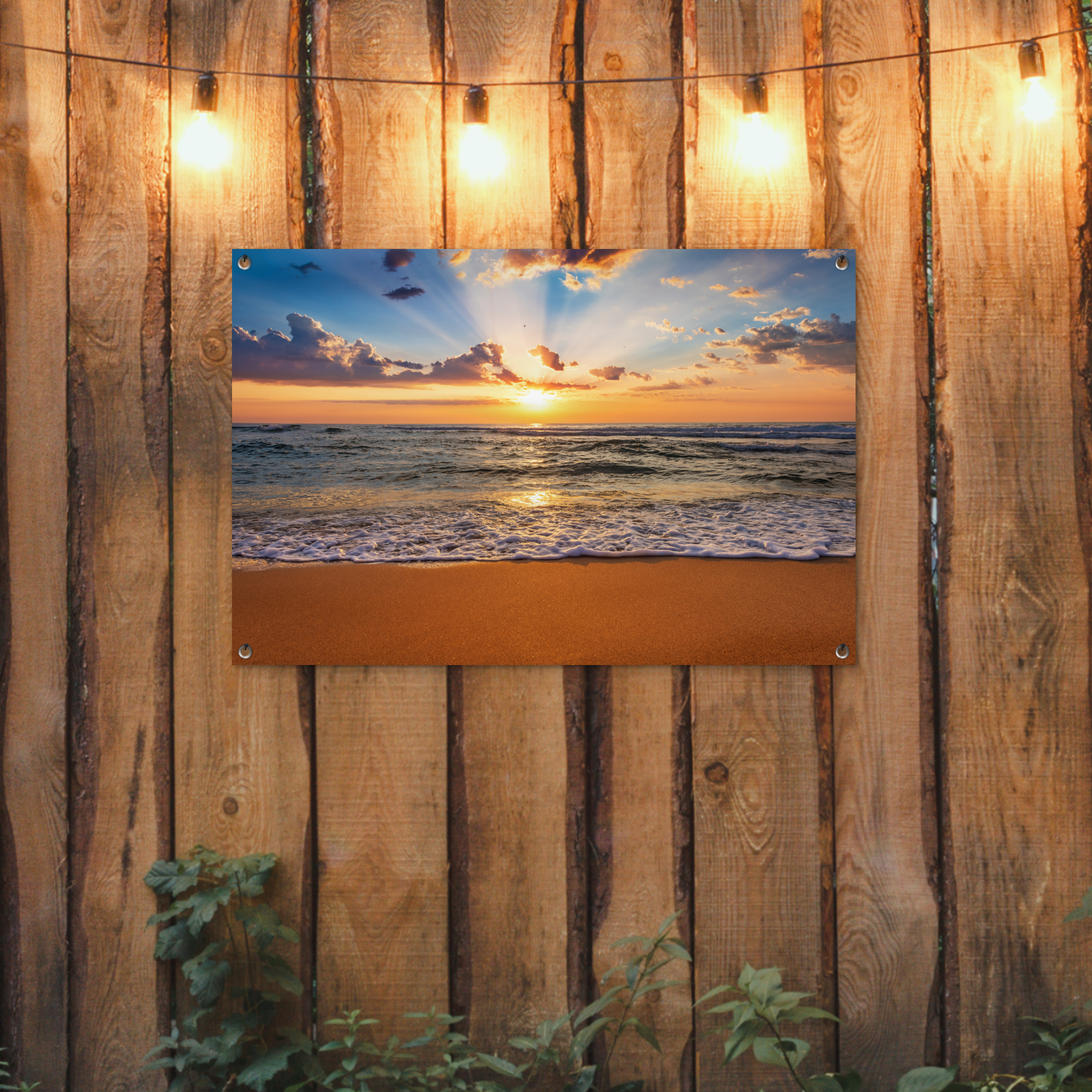 Outdoor Poster - Strand - Sonnenuntergang - Meer - Wolken - Horizont - Horizontal-2