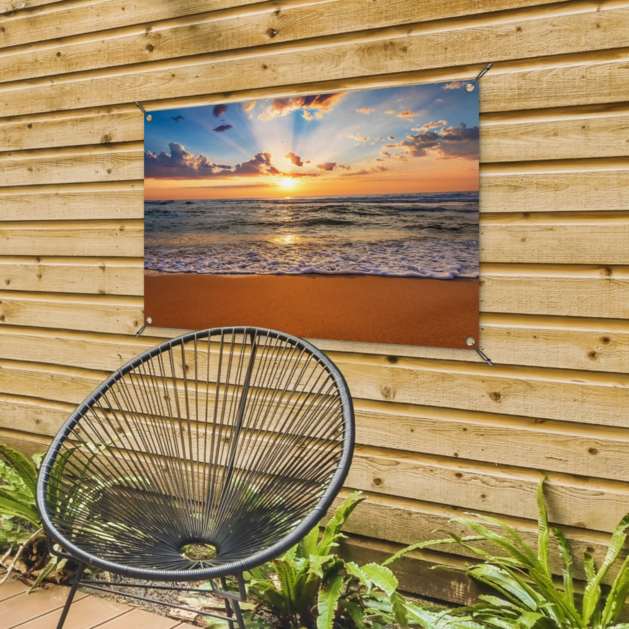 Outdoor Poster - Strand - Sonnenuntergang - Meer - Wolken - Horizont - Horizontal-4