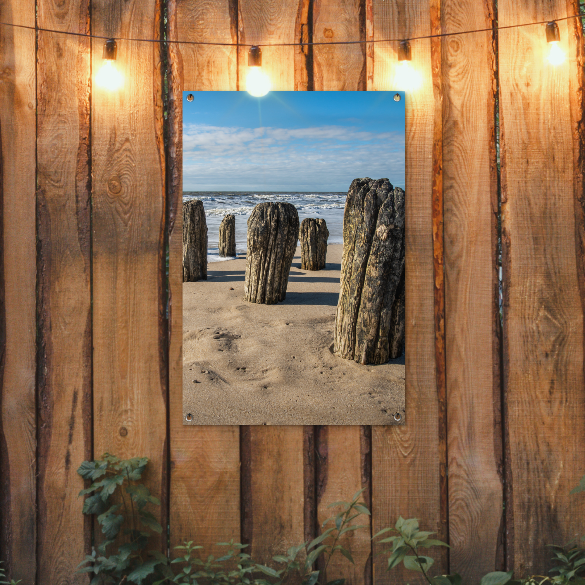 Outdoor Poster - Sand - Strand - Pfahl - Wasser - Sommer - Vertikal-2