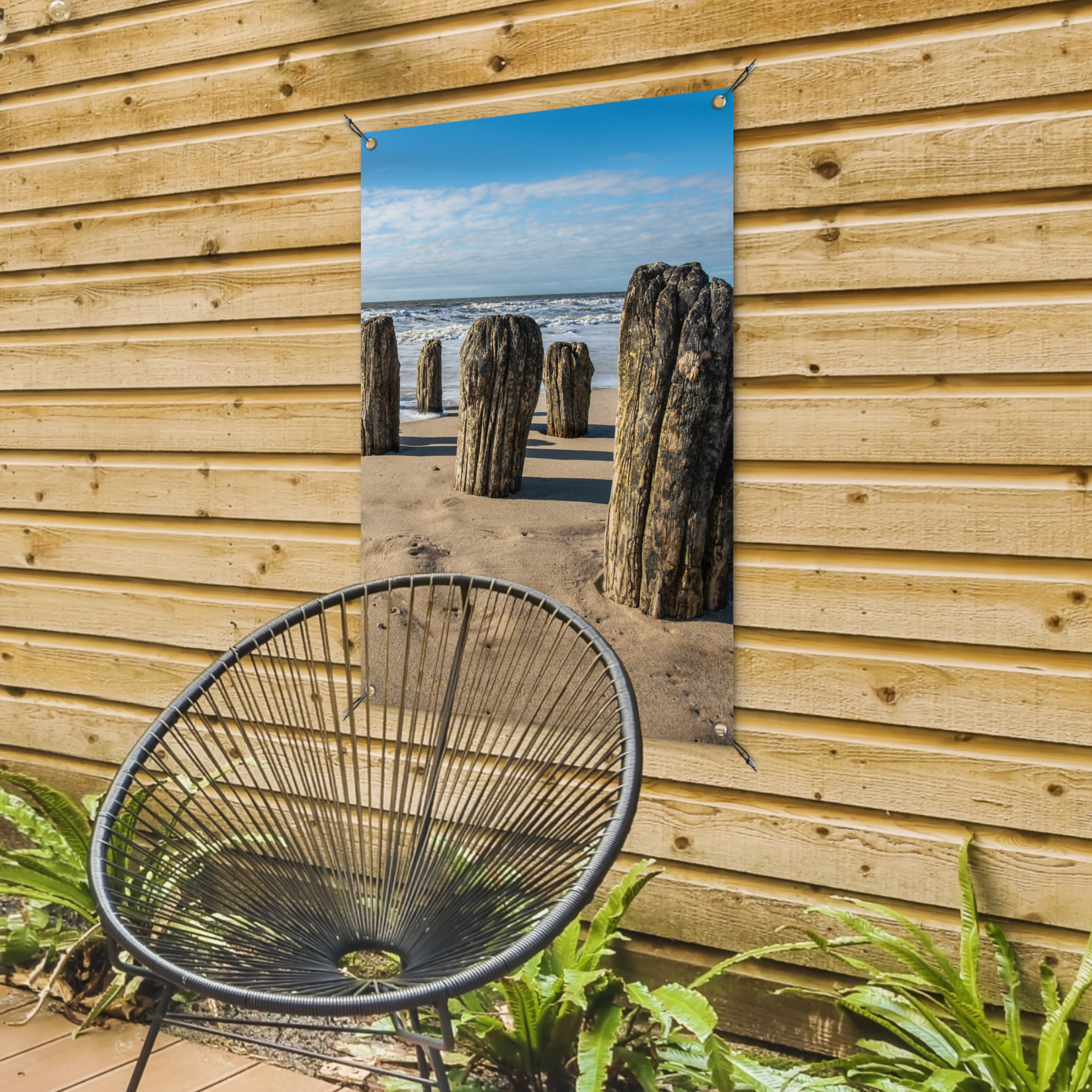 Outdoor Poster - Sand - Strand - Pfahl - Wasser - Sommer - Vertikal-4
