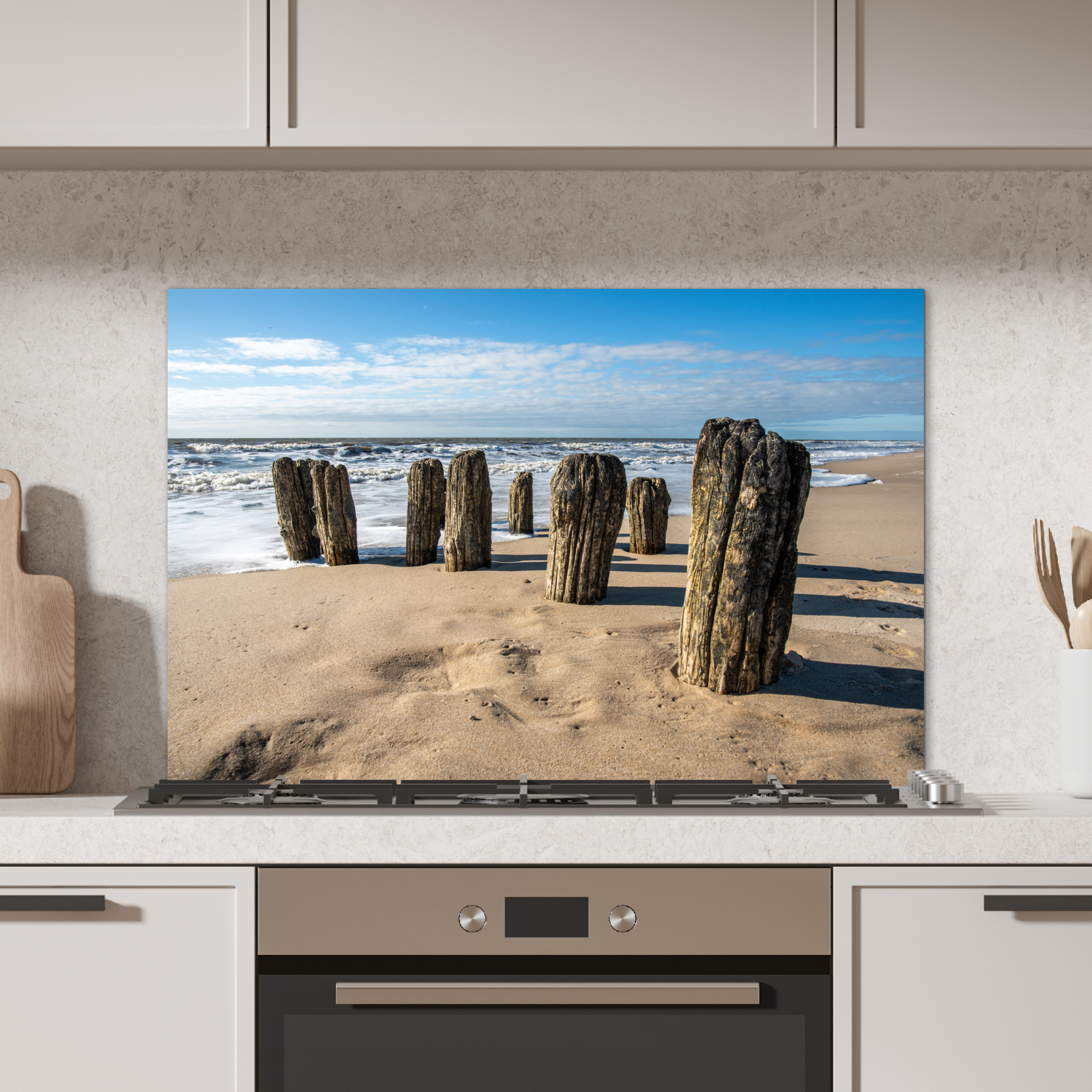 Spatscherm keuken - Zand - Strand - Paal - Water - Zomer-2