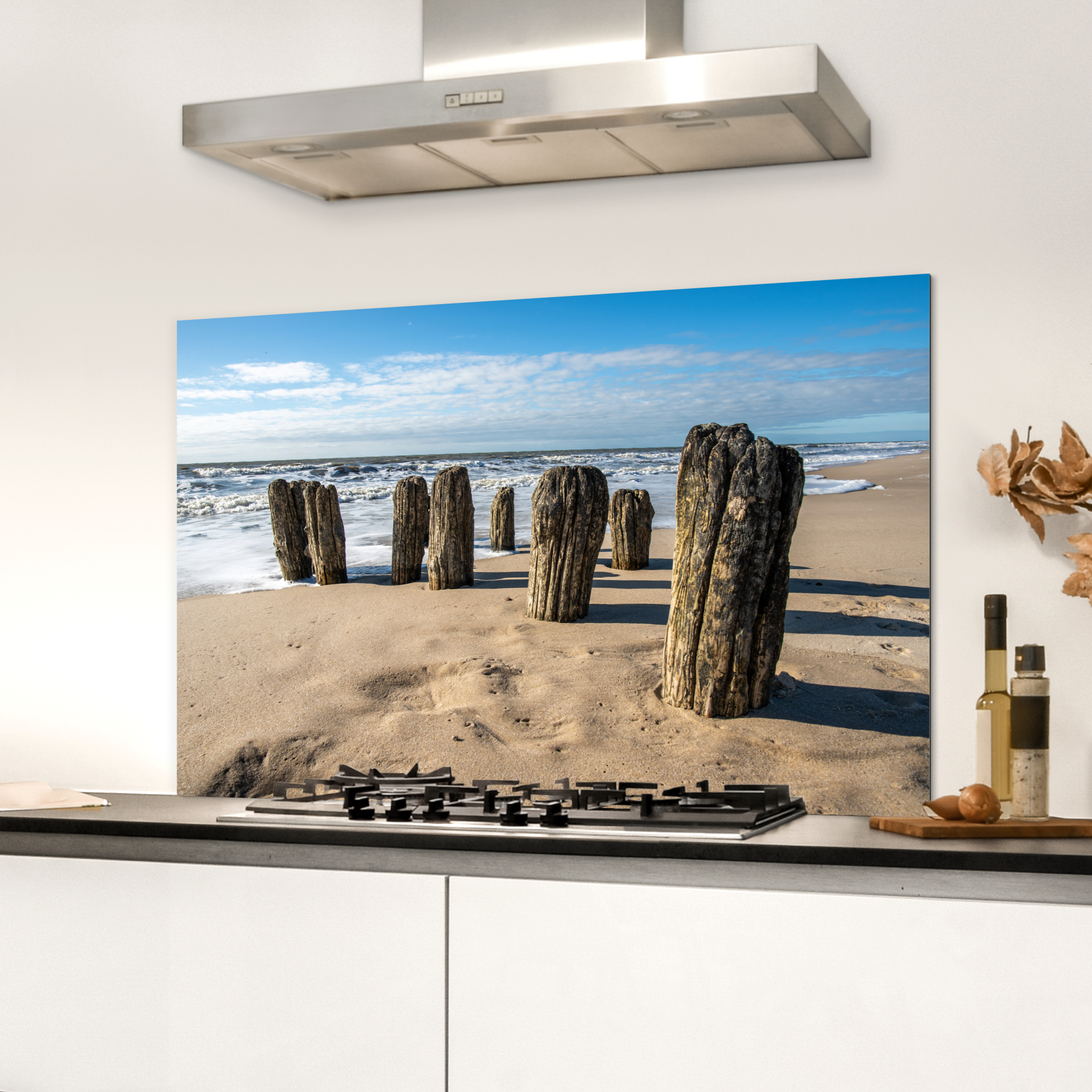 Spatscherm keuken - Zand - Strand - Paal - Water - Zomer-3