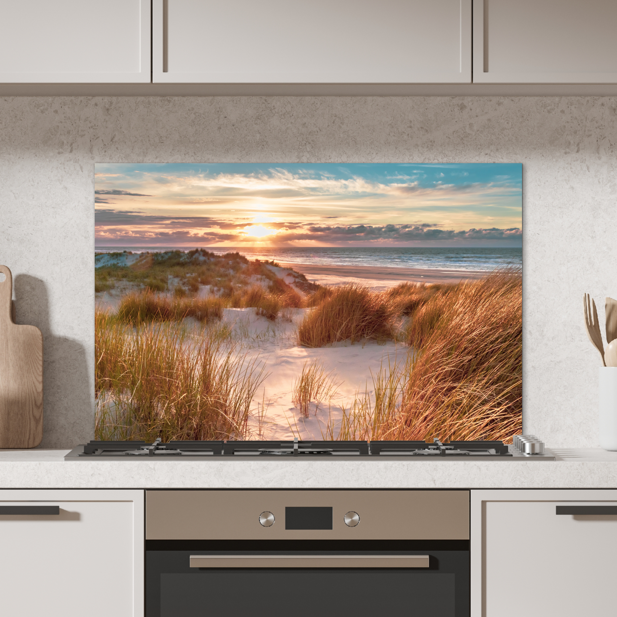 Spatscherm keuken - Duin - Planten - Zonsondergang - Strand - Zee-2