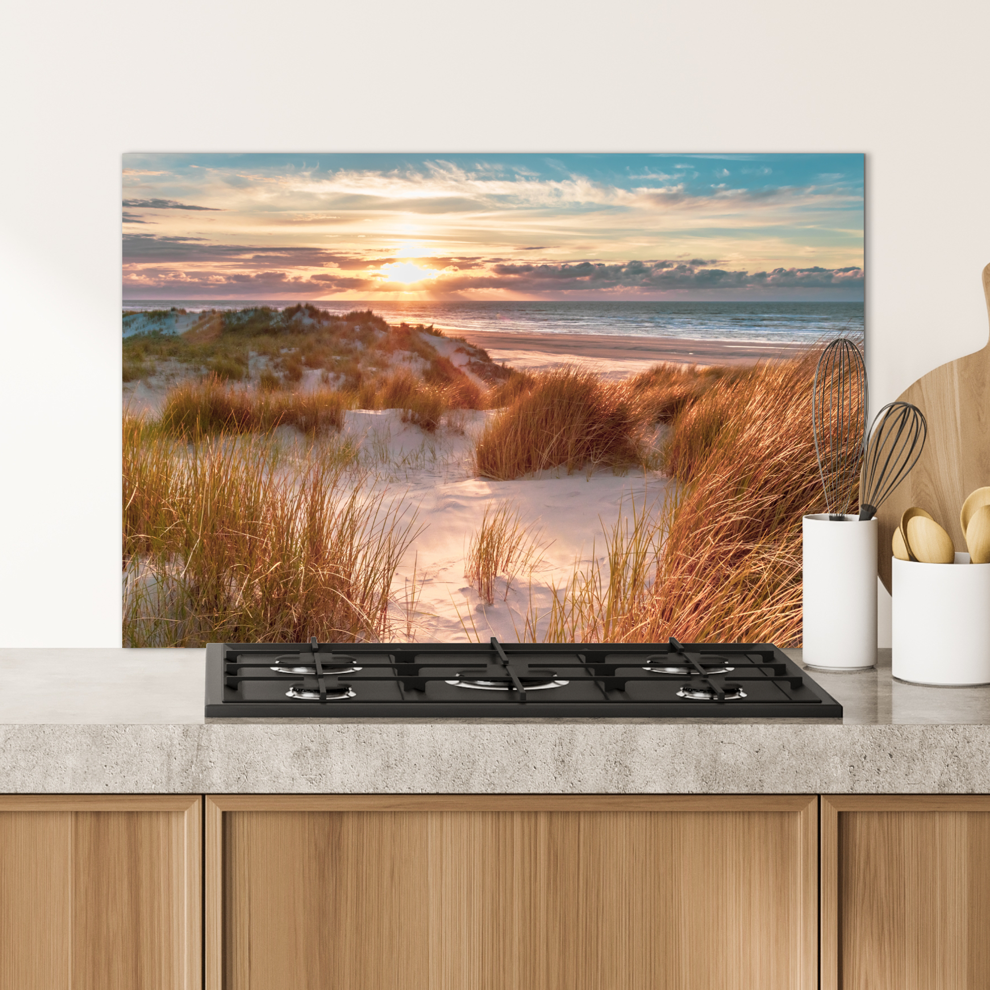 Spatscherm keuken - Duin - Planten - Zonsondergang - Strand - Zee-4