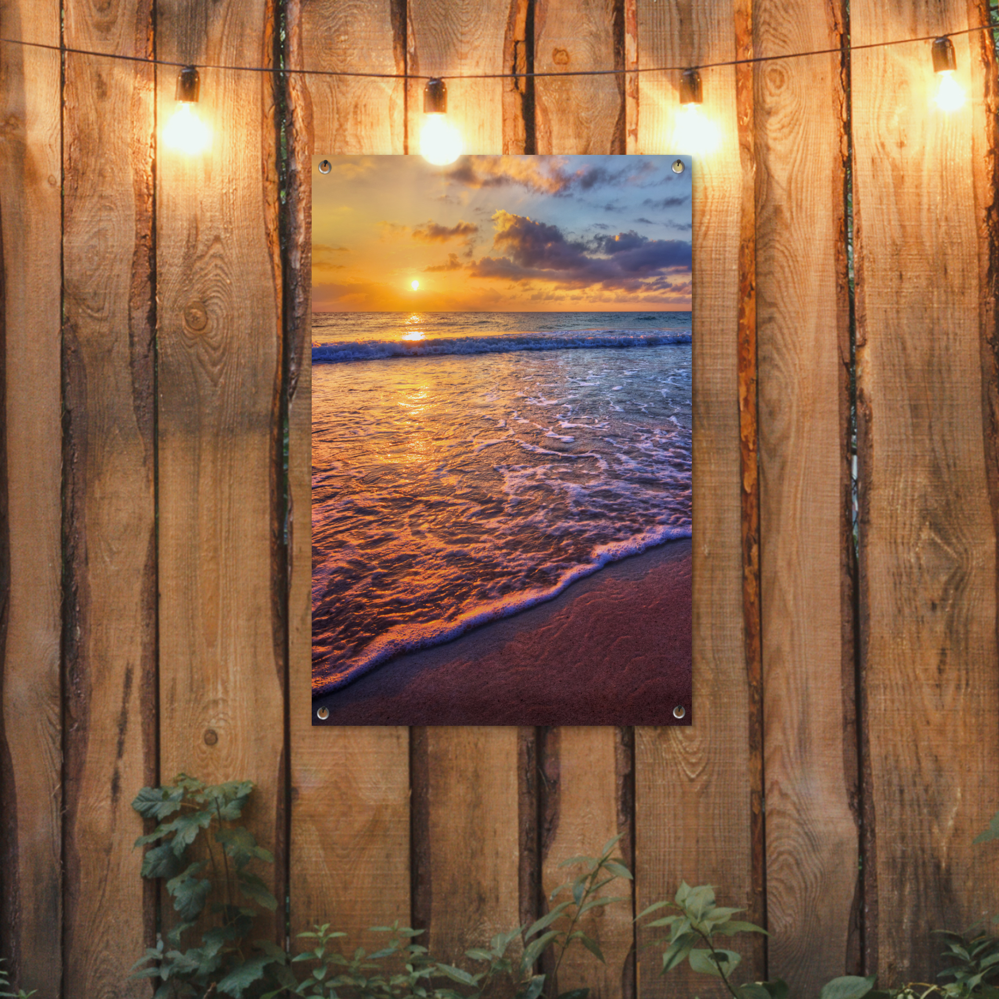 Tuinposter - Zee - Strand - Zonsondergang - Wolken - Horizon - Staand-2