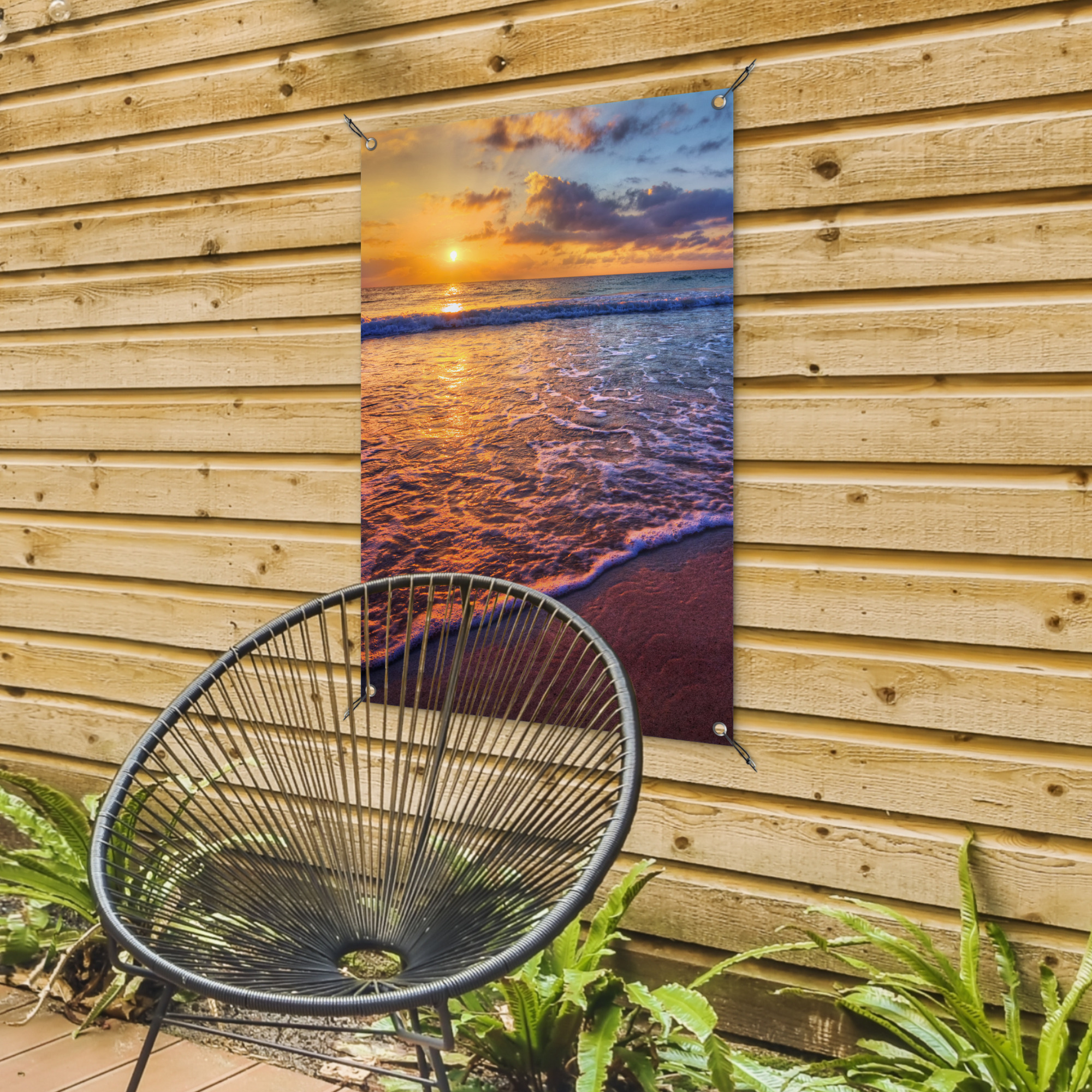 Tuinposter - Zee - Strand - Zonsondergang - Wolken - Horizon - Staand-4