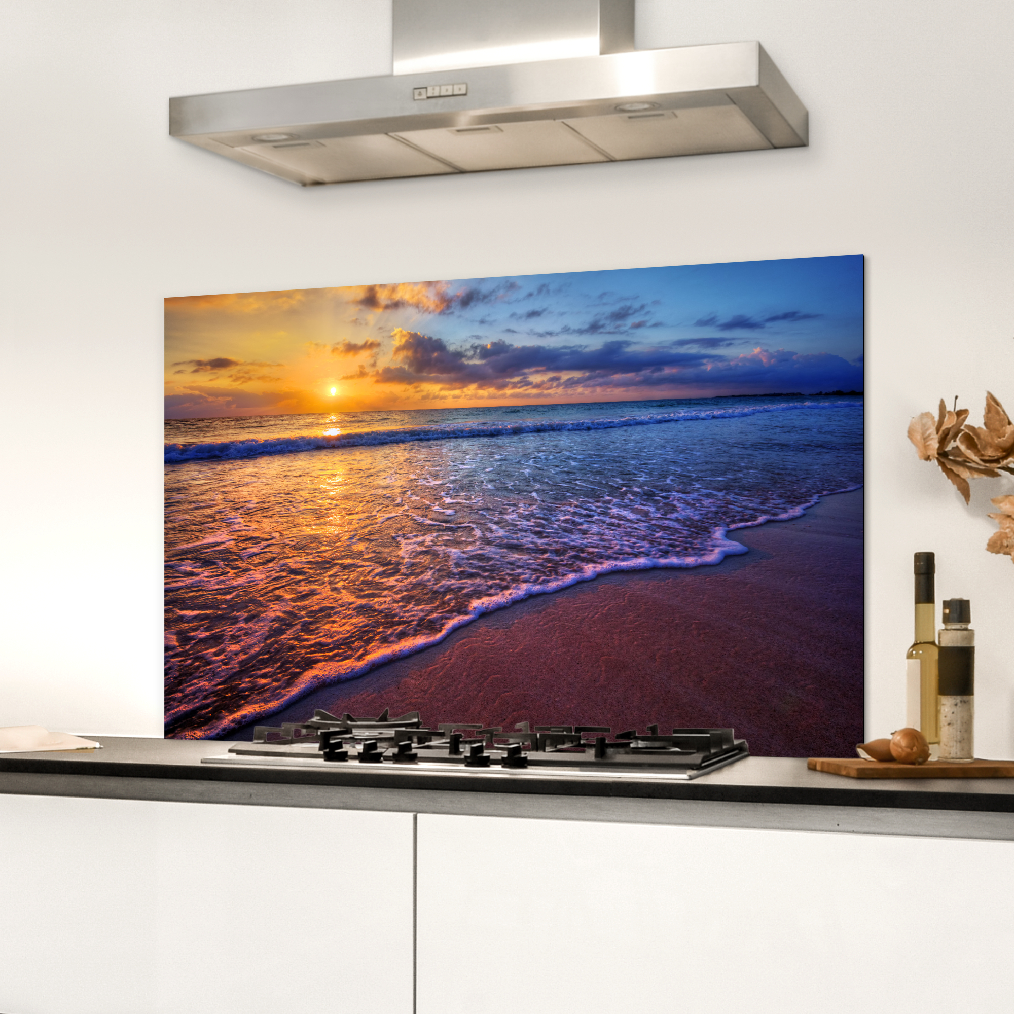 Spatscherm keuken - Zee - Strand - Zonsondergang - Wolken - Horizon-3