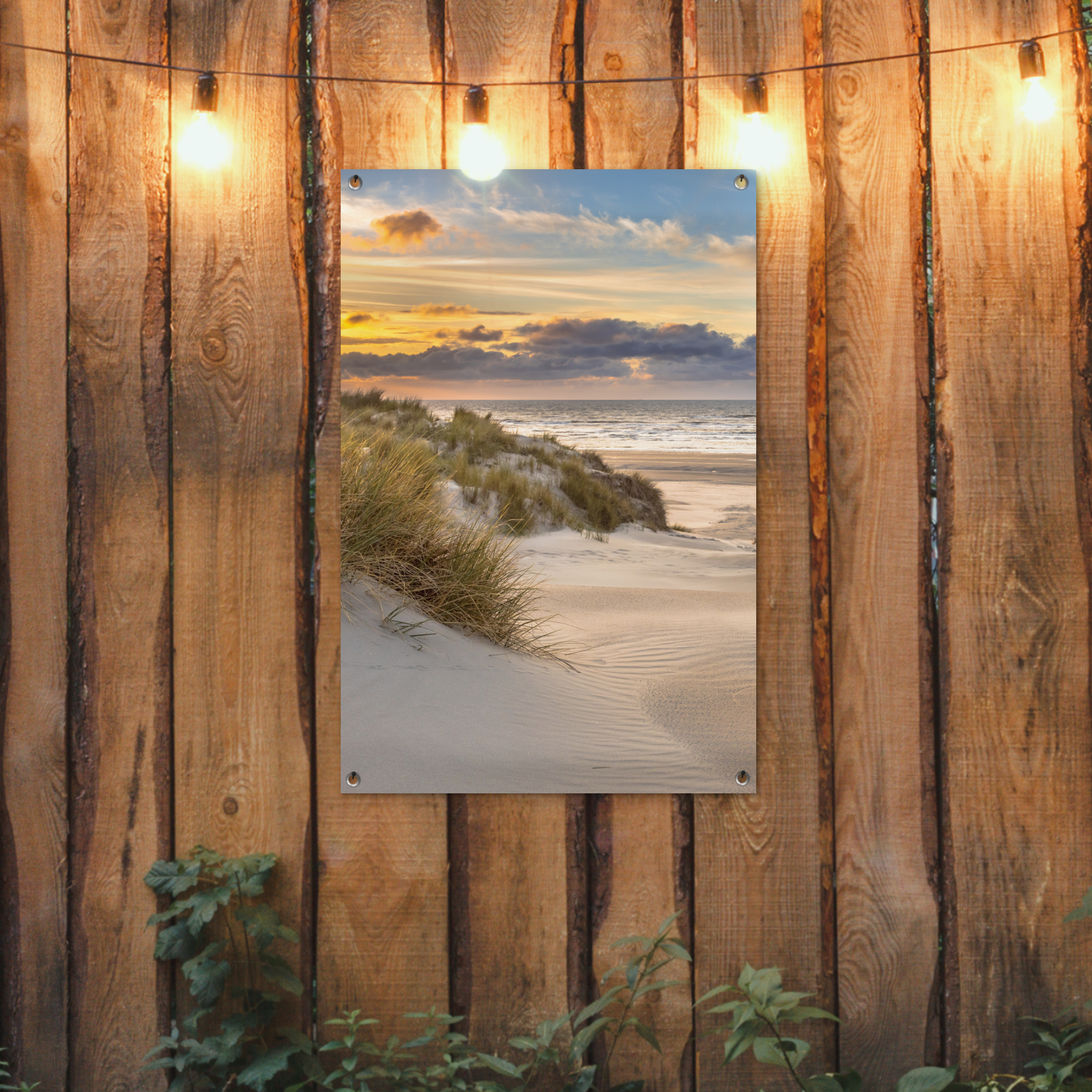 Tuinposter - Strand - Duin - Gras - Zonsondergang - Zee - Staand-2