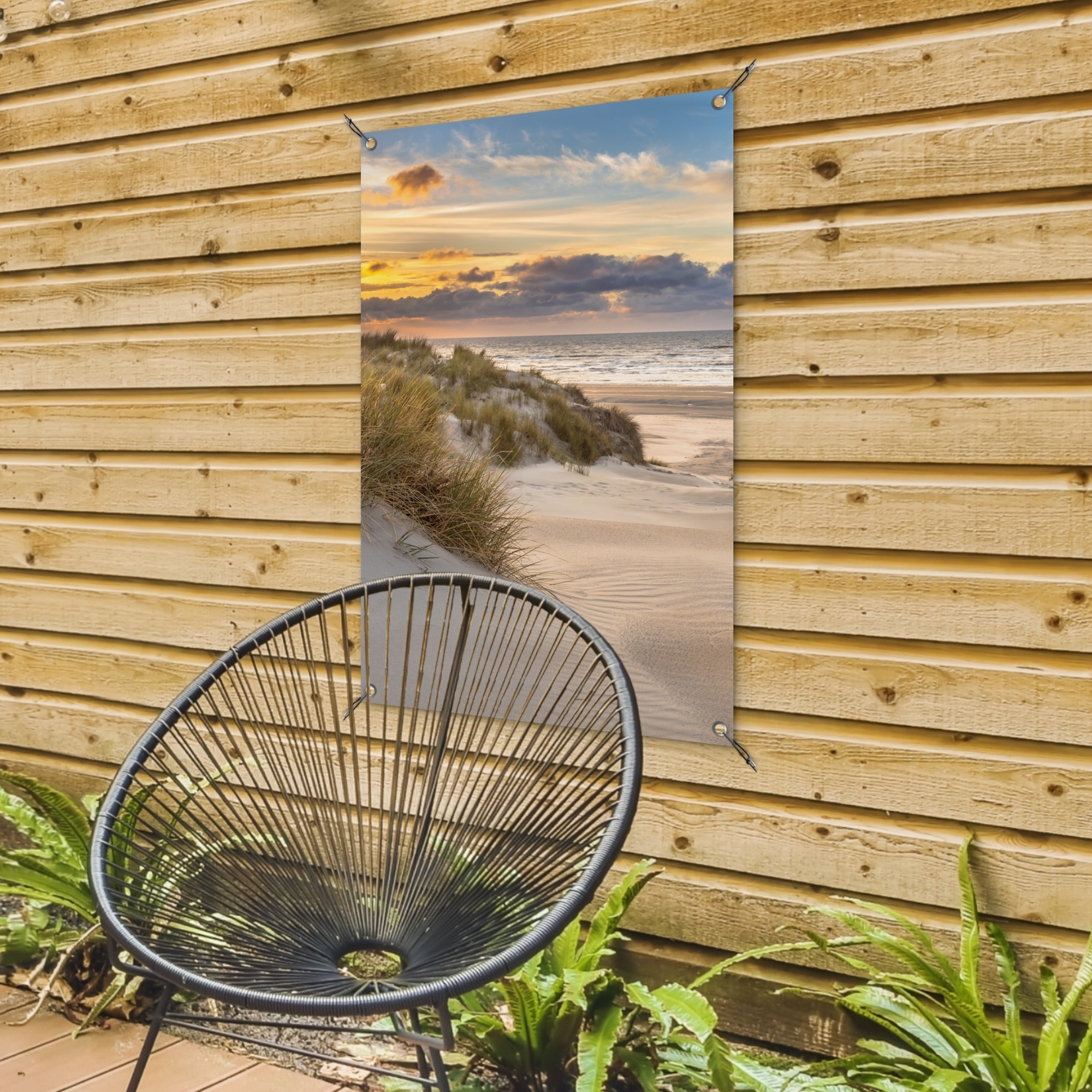 Tuinposter - Strand - Duin - Gras - Zonsondergang - Zee - Staand-4