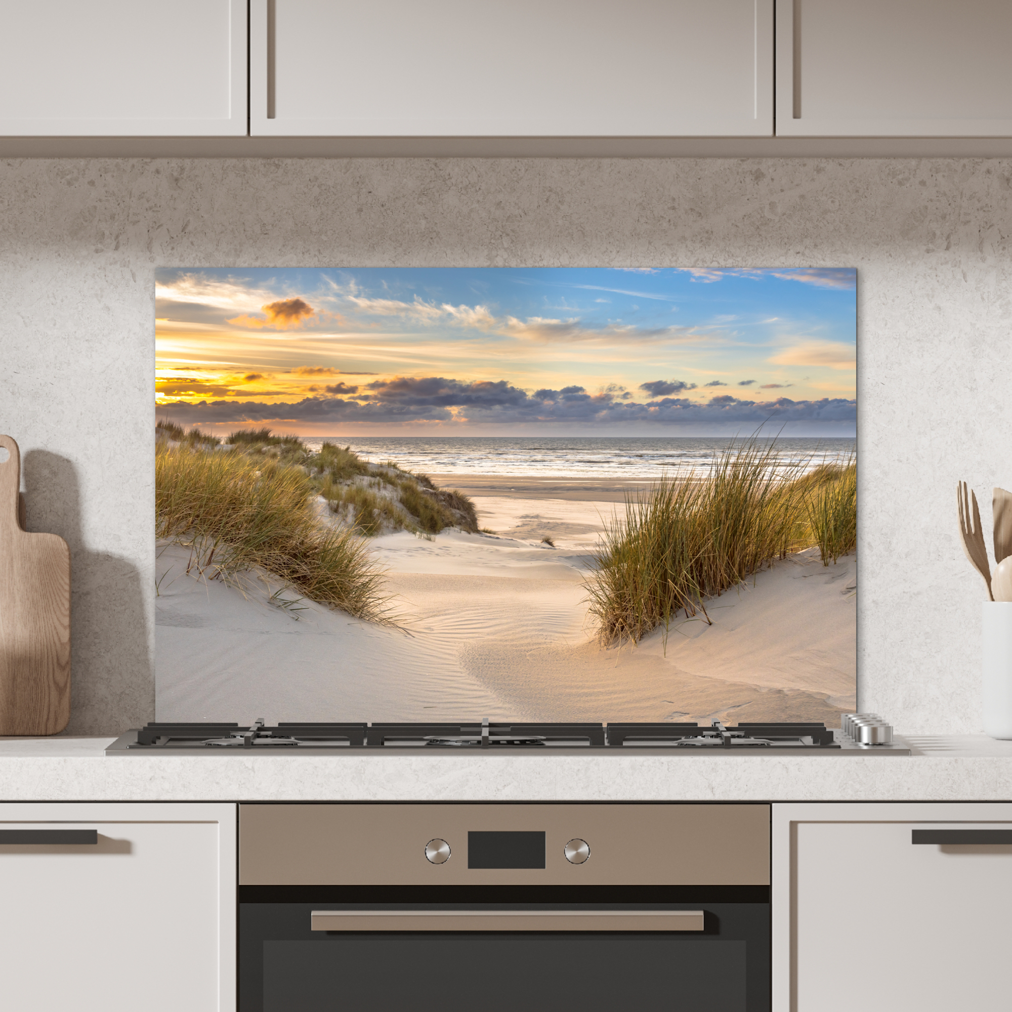 Spatscherm keuken - Strand - Duin - Gras - Zonsondergang - Zee-2