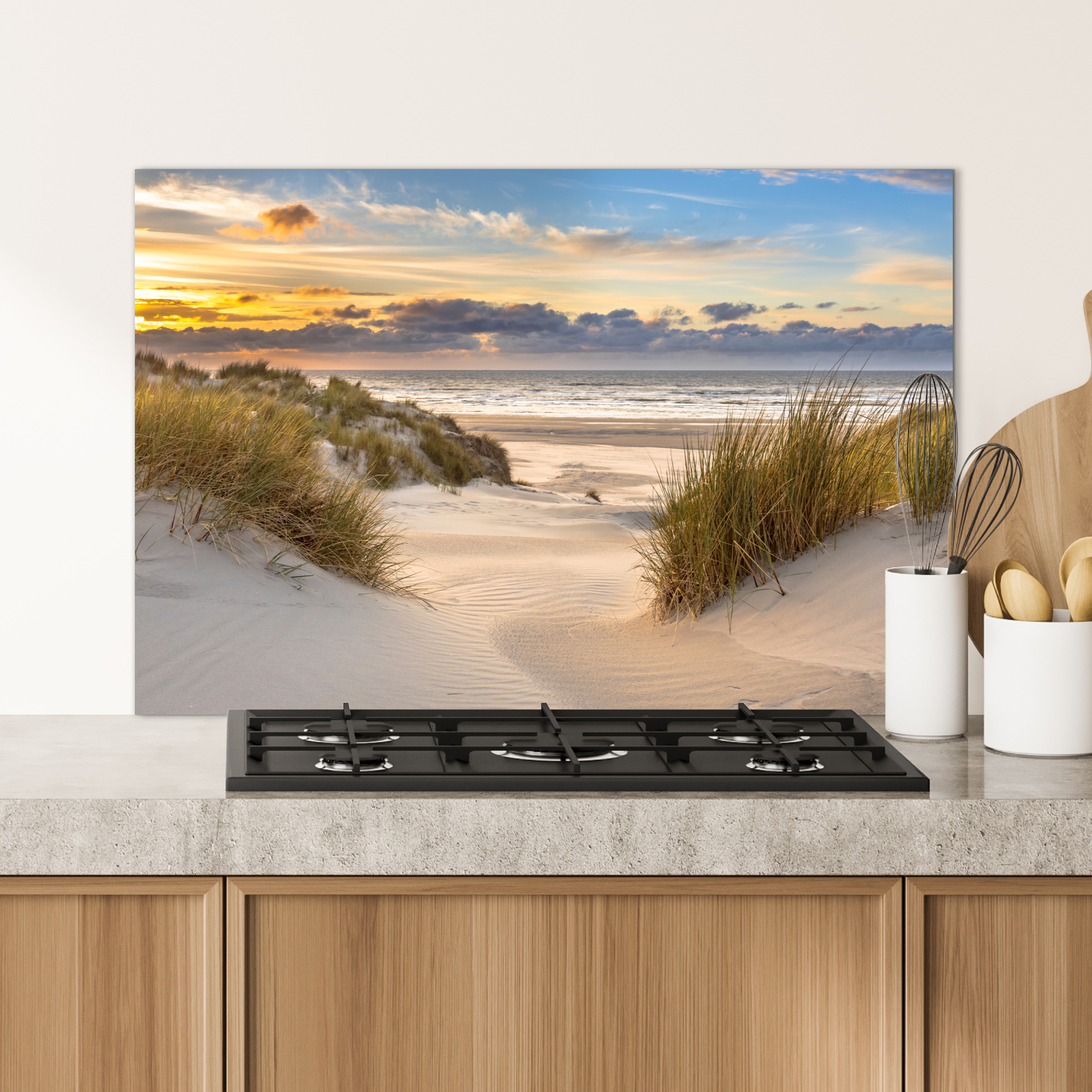 Spatscherm keuken - Strand - Duin - Gras - Zonsondergang - Zee-4