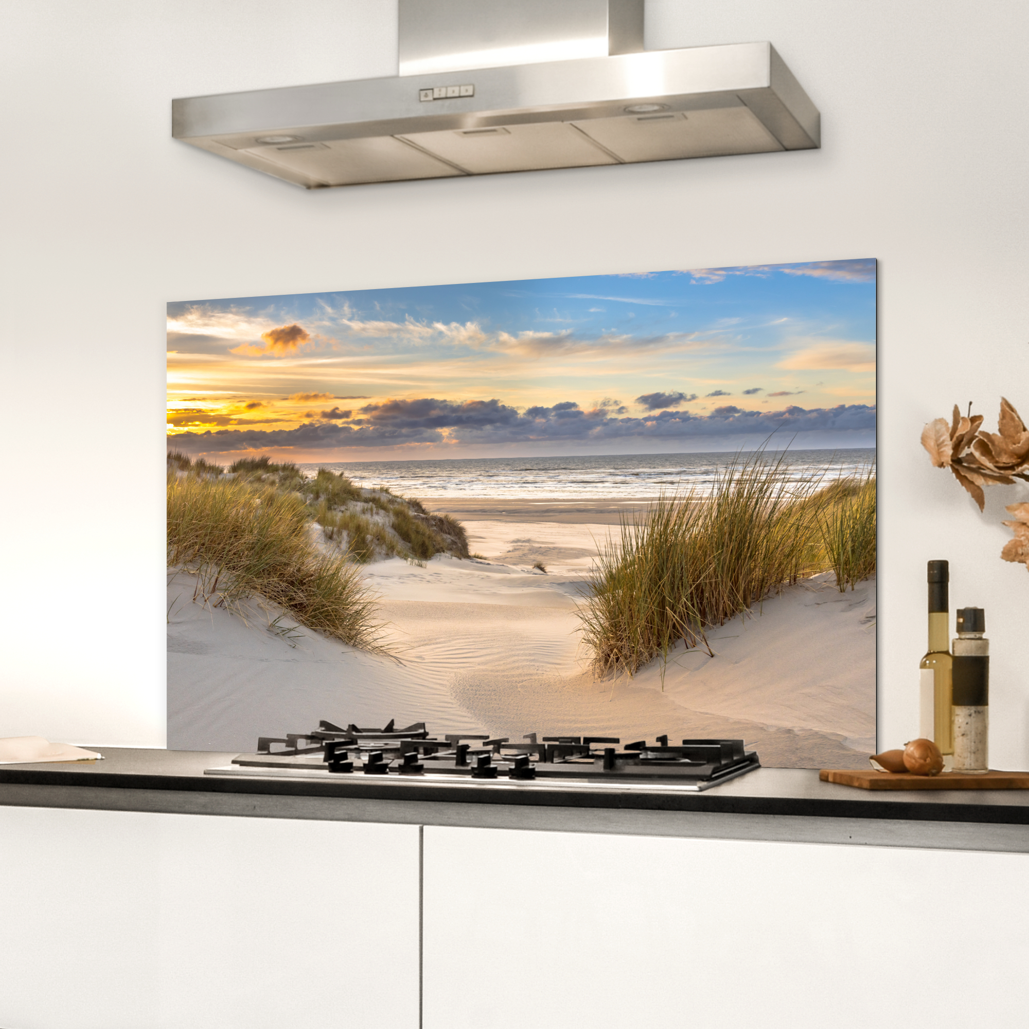 Spatscherm keuken - Strand - Duin - Gras - Zonsondergang - Zee-3