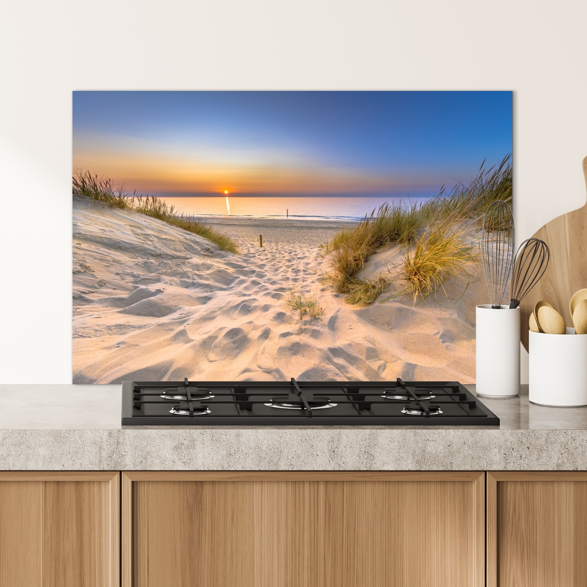 Spatscherm keuken - Duin - Zonsondergang - Horizon - Strand - Gras-4