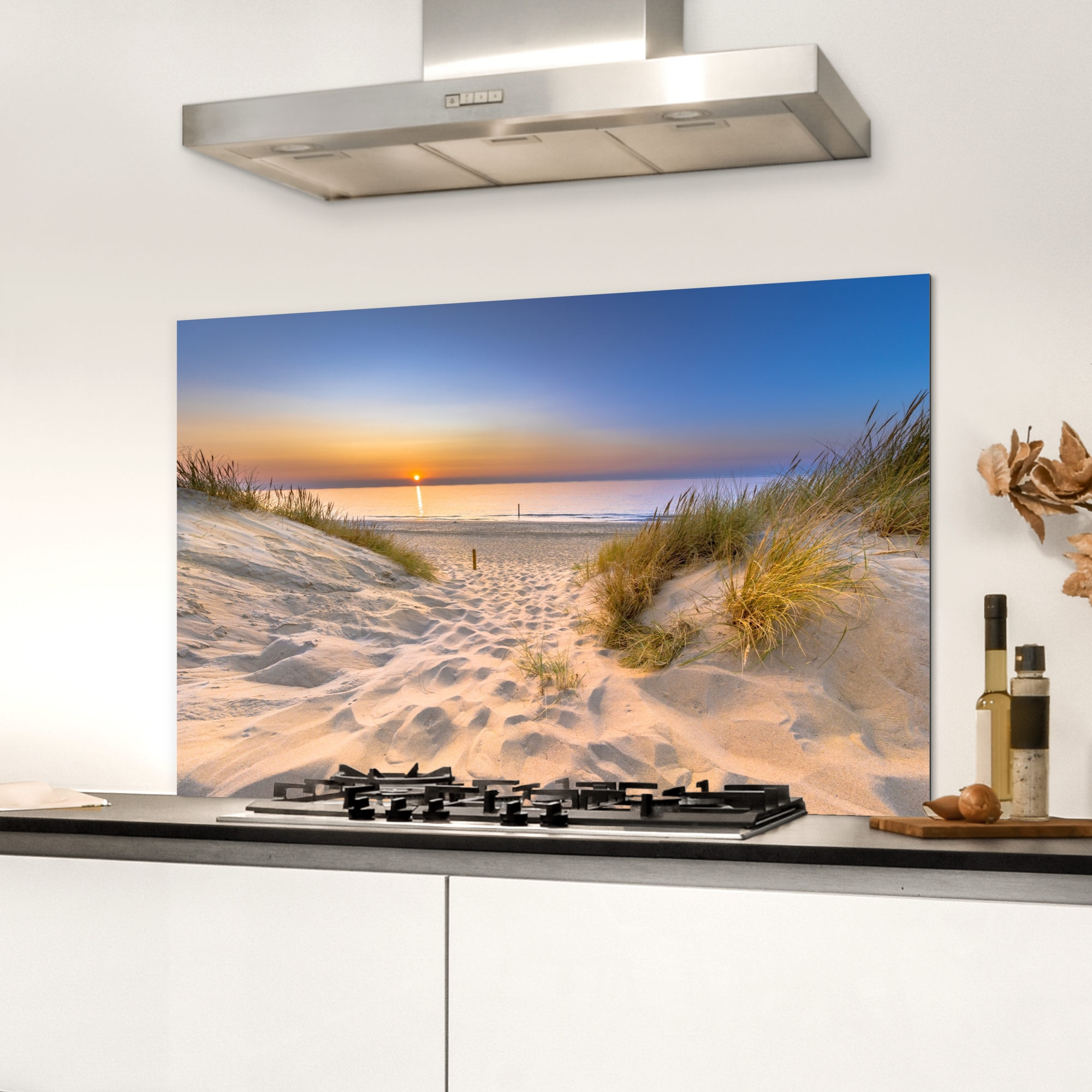 Spatscherm keuken - Duin - Zonsondergang - Horizon - Strand - Gras-3
