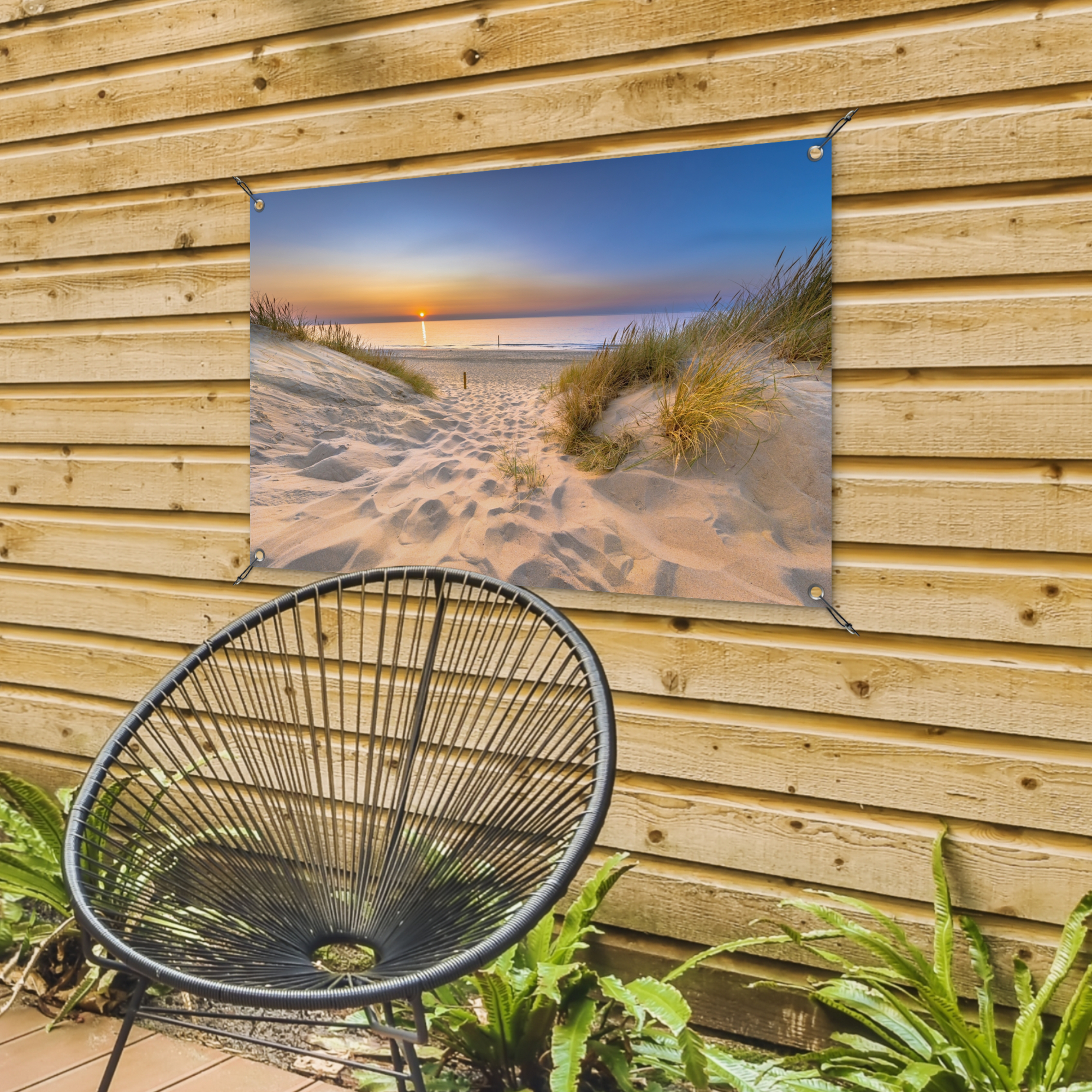Poster d'extérieur - Dune - Coucher de soleil - Horizon - Plage - Herbe - Horizontal-4