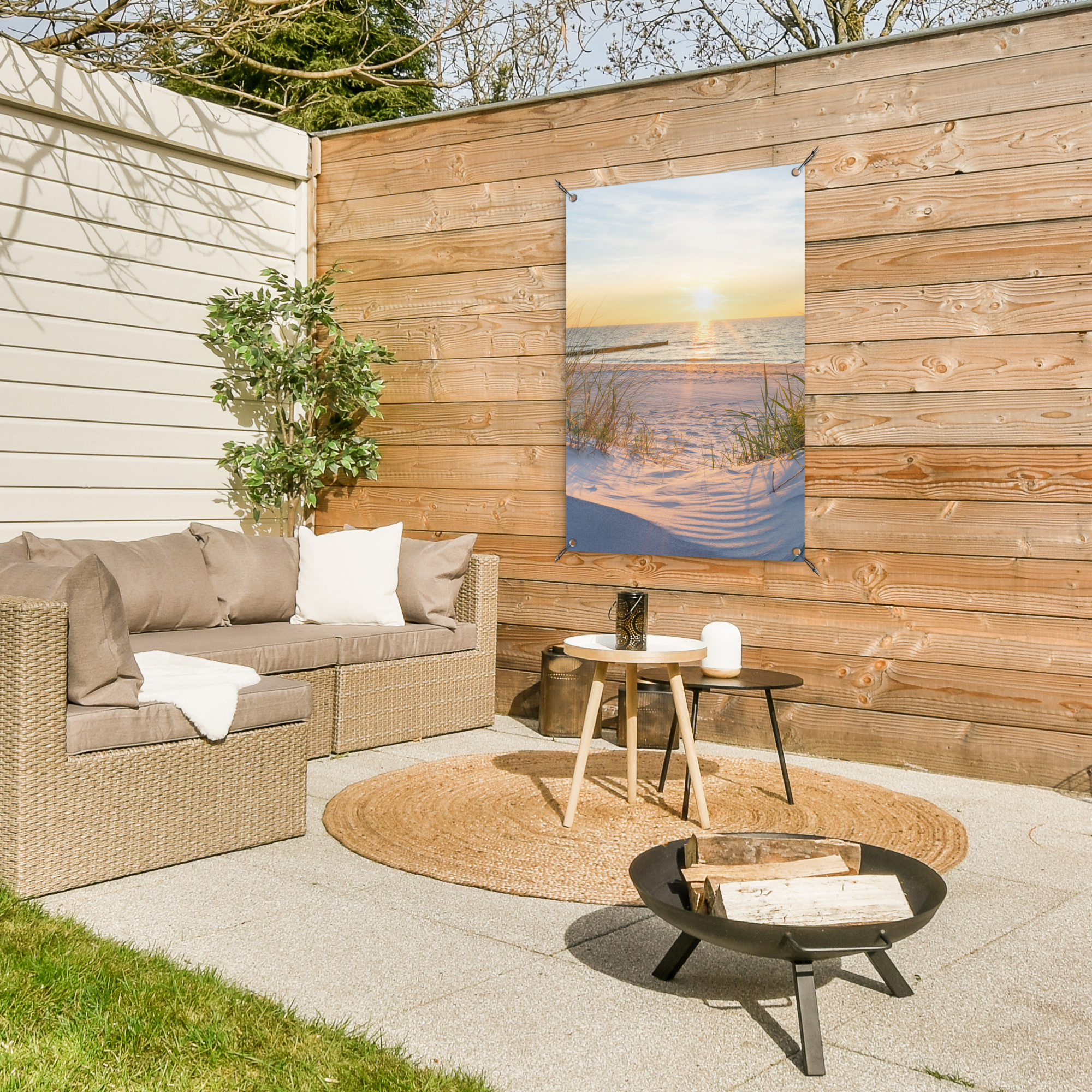 Tuinposter - Strand - Zon - Duin - Gras - Zand - Horizon - Staand-3