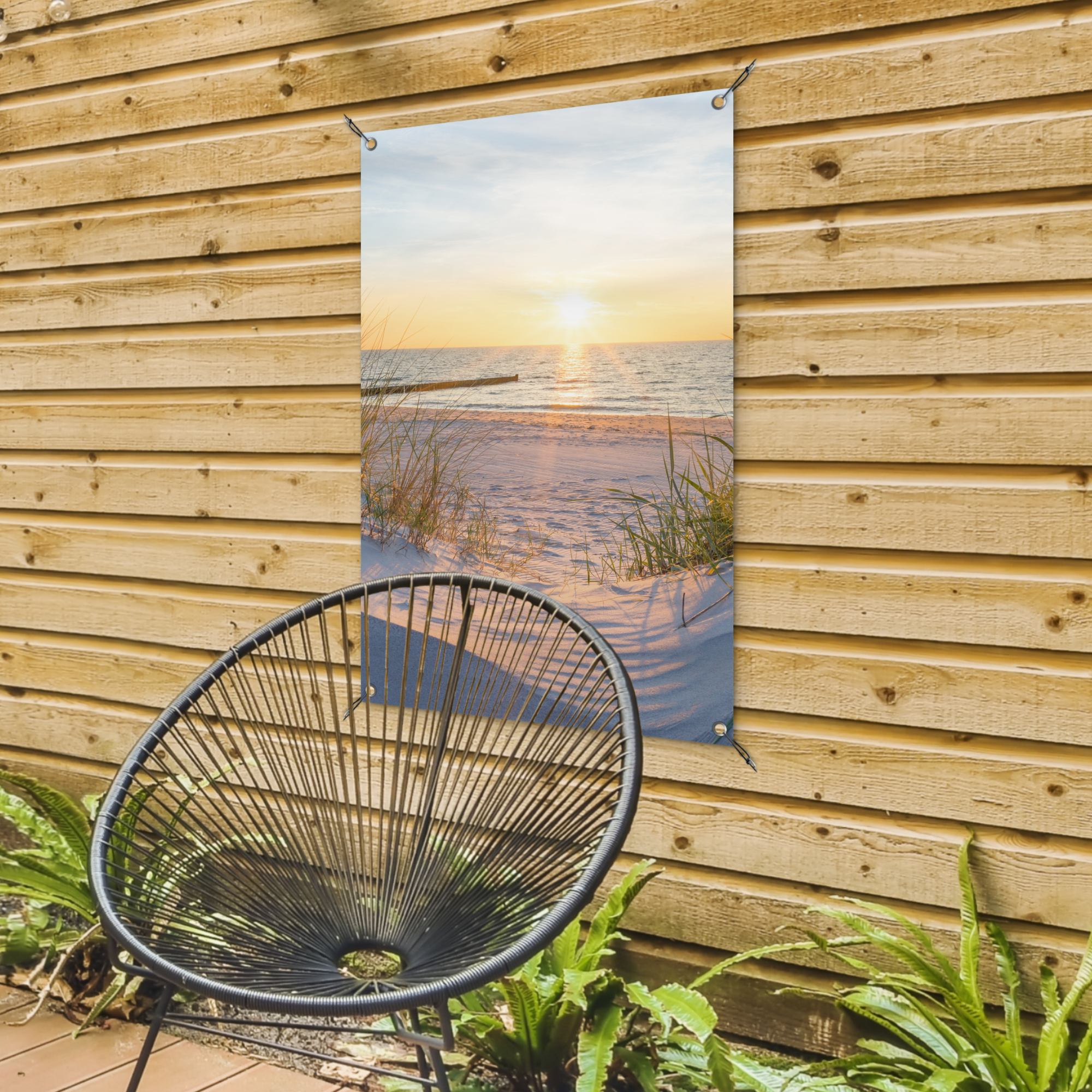 Tuinposter - Strand - Zon - Duin - Gras - Zand - Horizon - Staand-4