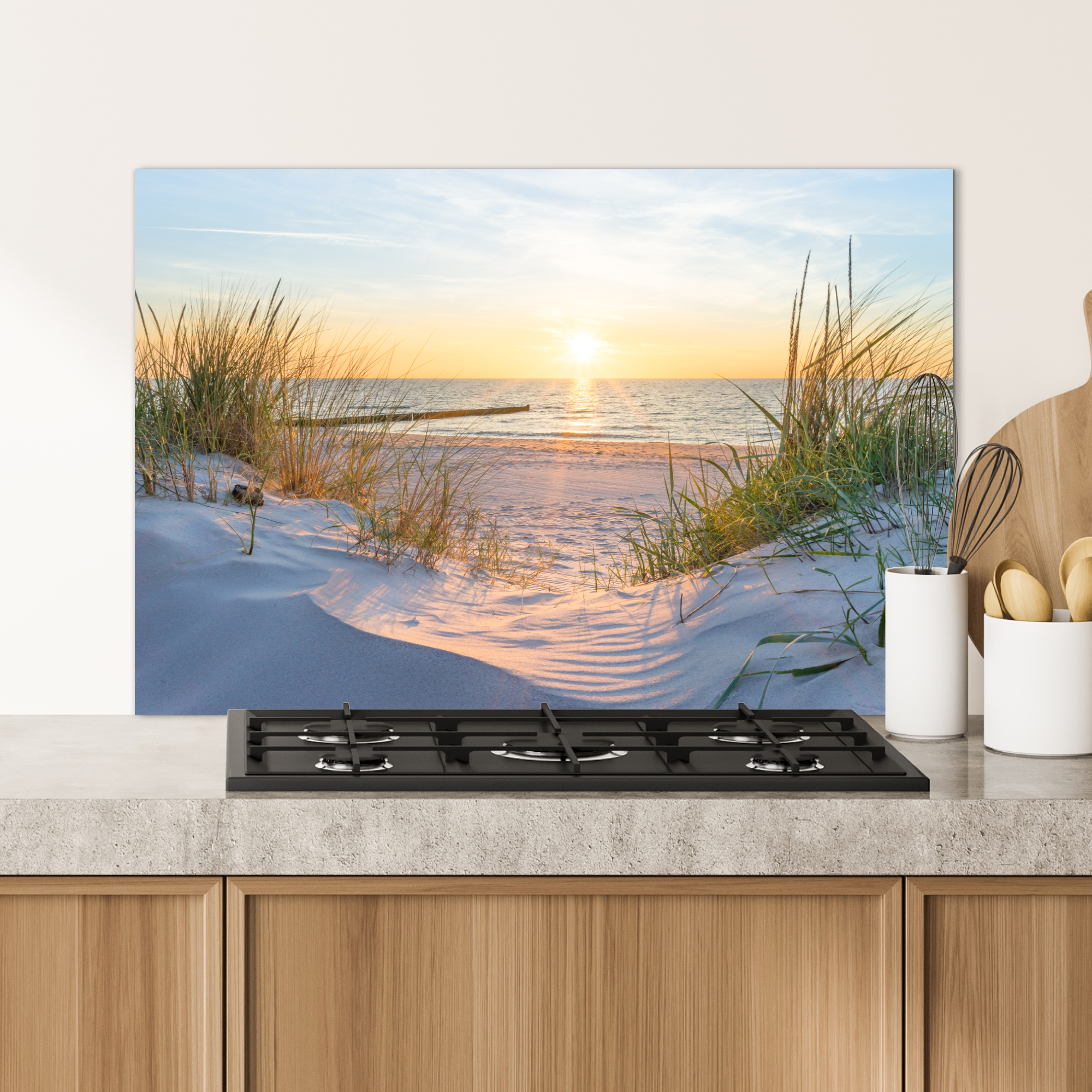 Spatscherm keuken - Strand - Zon - Duin - Gras - Zand - Horizon-4