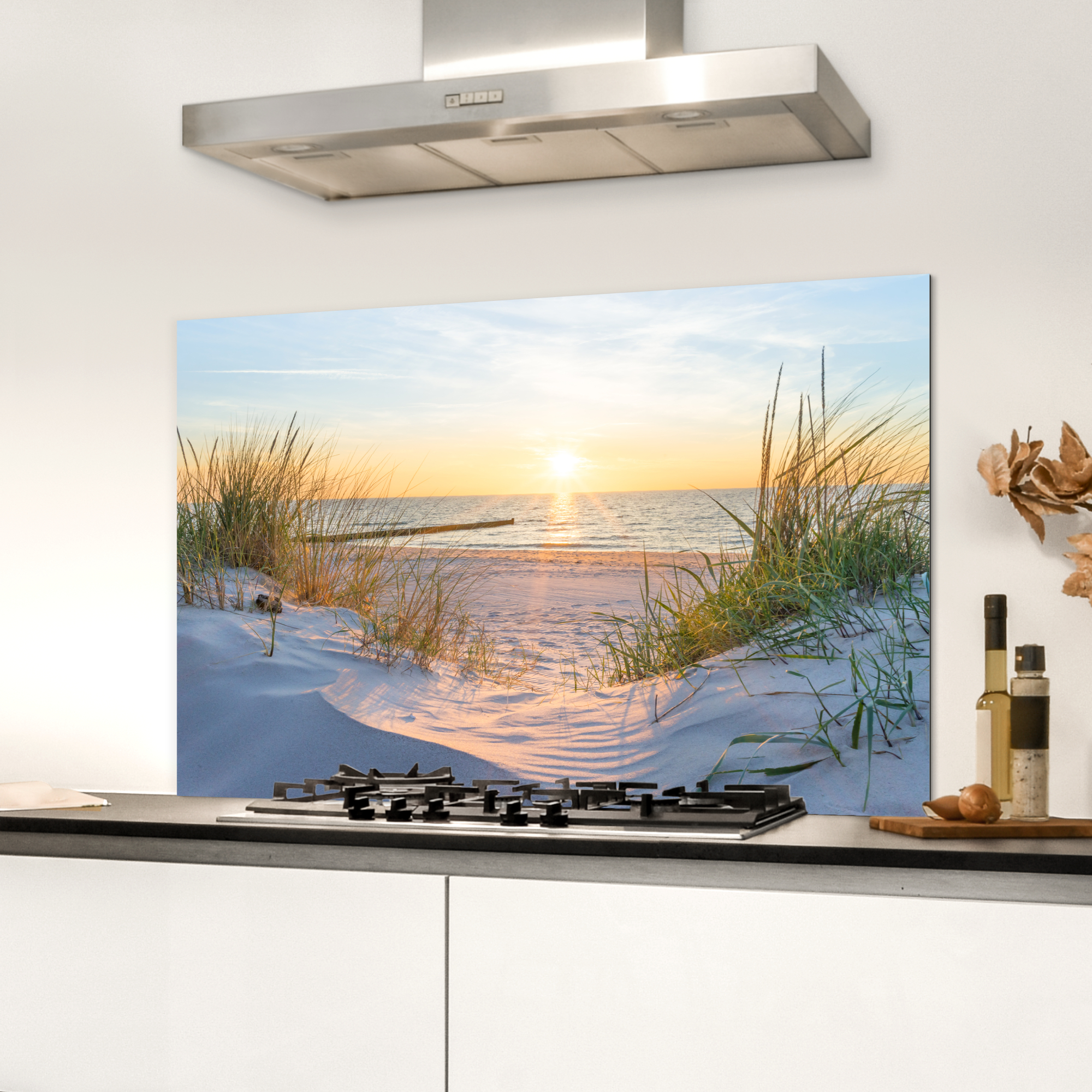 Spatscherm keuken - Strand - Zon - Duin - Gras - Zand - Horizon-3