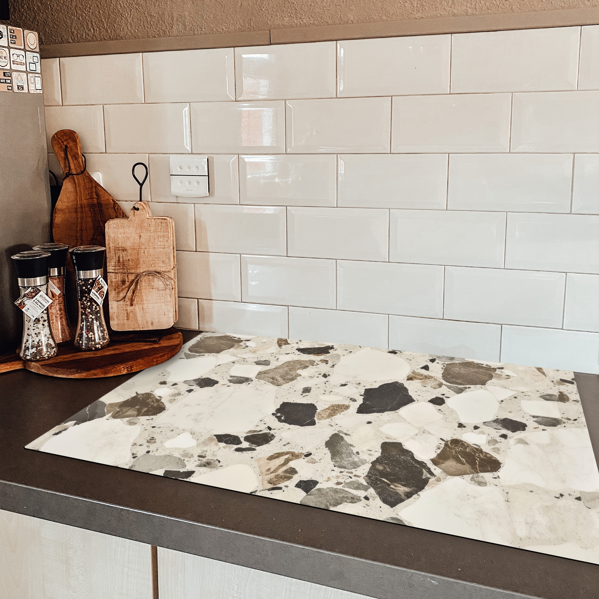 Inductiebeschermer - Neutral - Stenen - Decoratie - Terrazzo-3