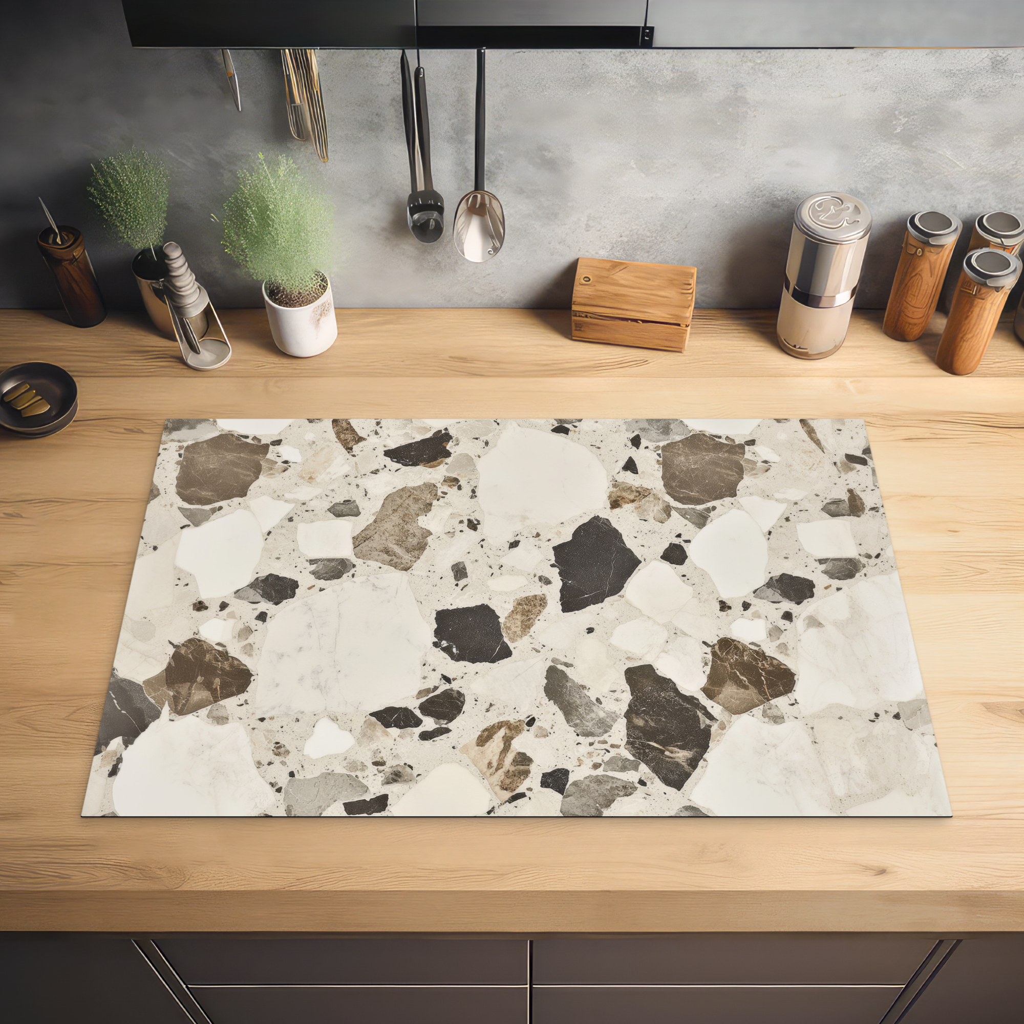 Inductiebeschermer - Neutral - Stenen - Decoratie - Terrazzo-2