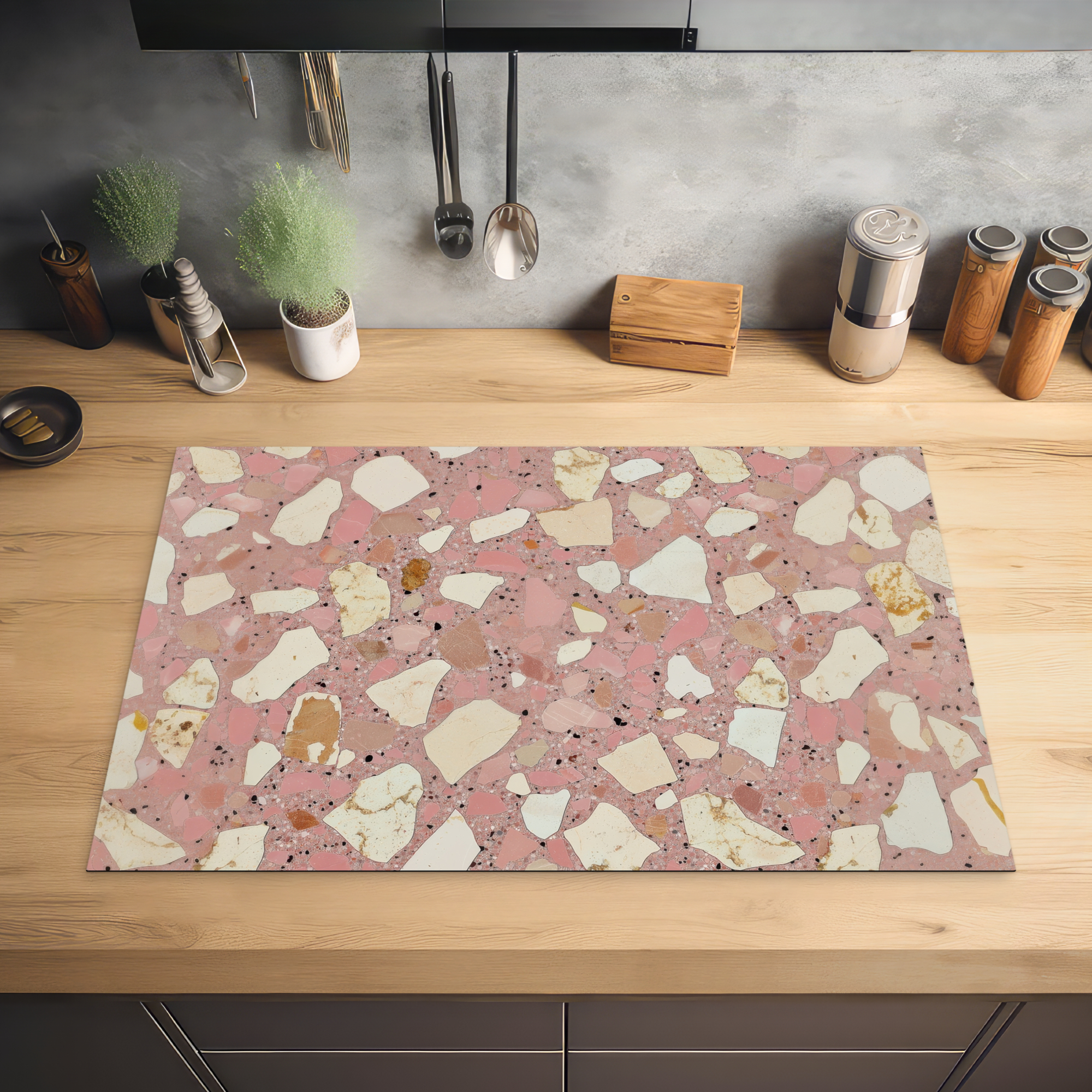 Inductiebeschermer - Roze - Decoratie - Stenen - Terrazzo-2