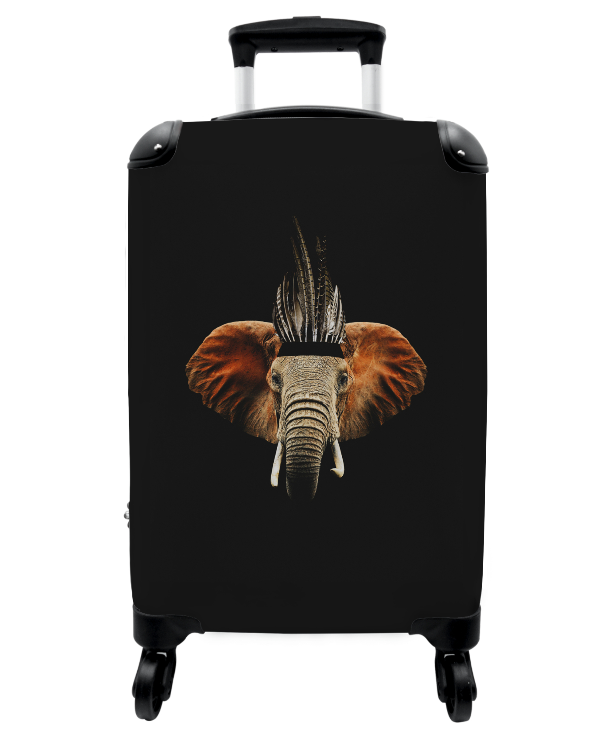 Koffer - Olifant - Zwart - Veren - Indianentooi
