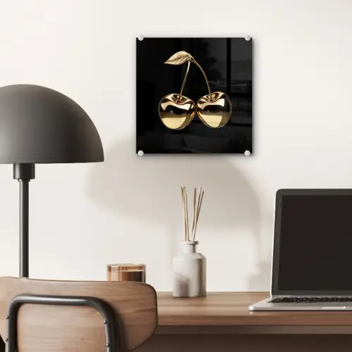 Kersen - Zwart - Goud - Chrome plexiglas 5mm klein -sfeer6