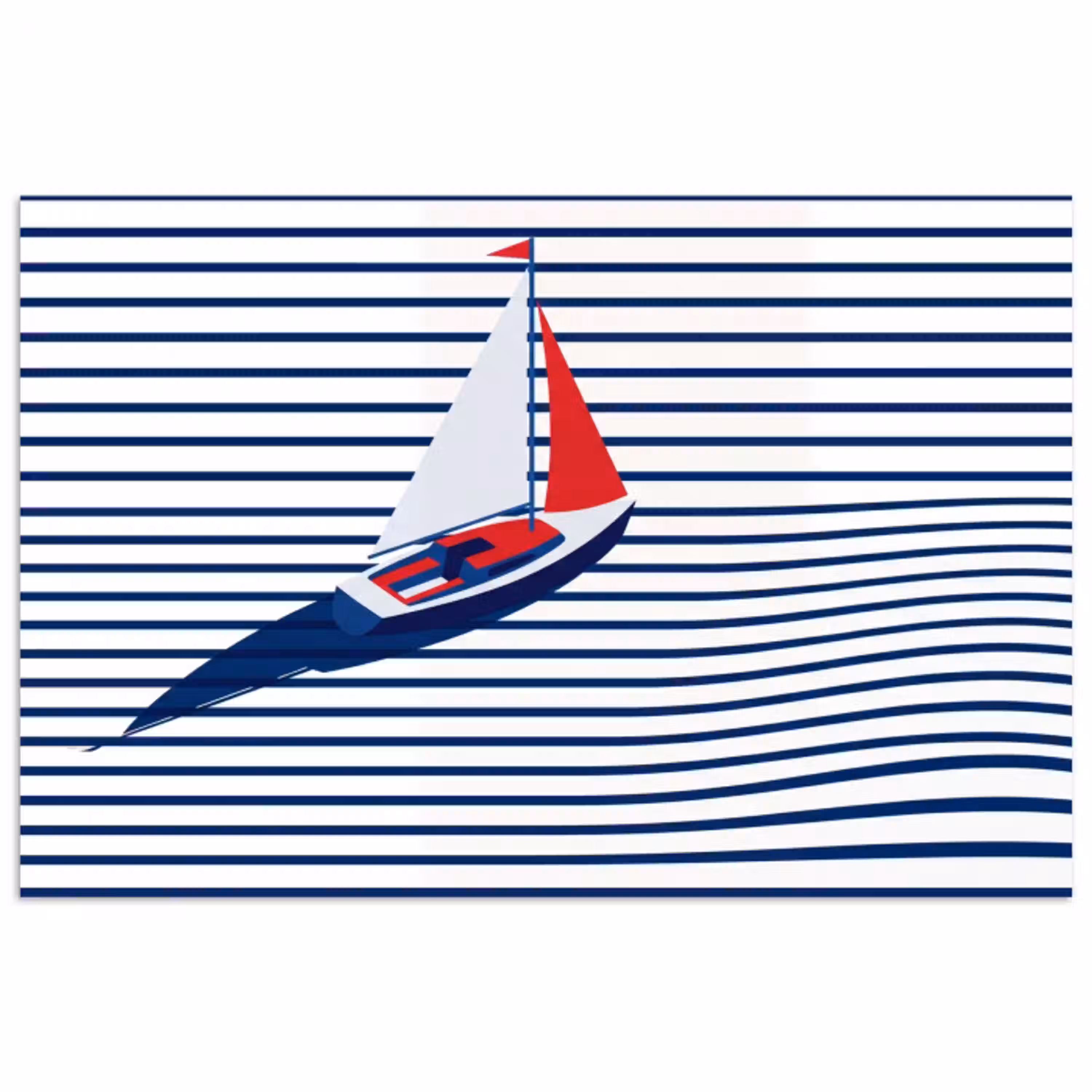 Boot - Water - Abstract - Blauw poster papier klein -3d