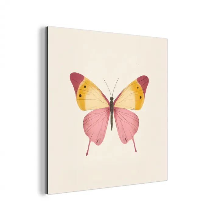 Vlinder - Illustratie - Roze aluminium wit klein -3d