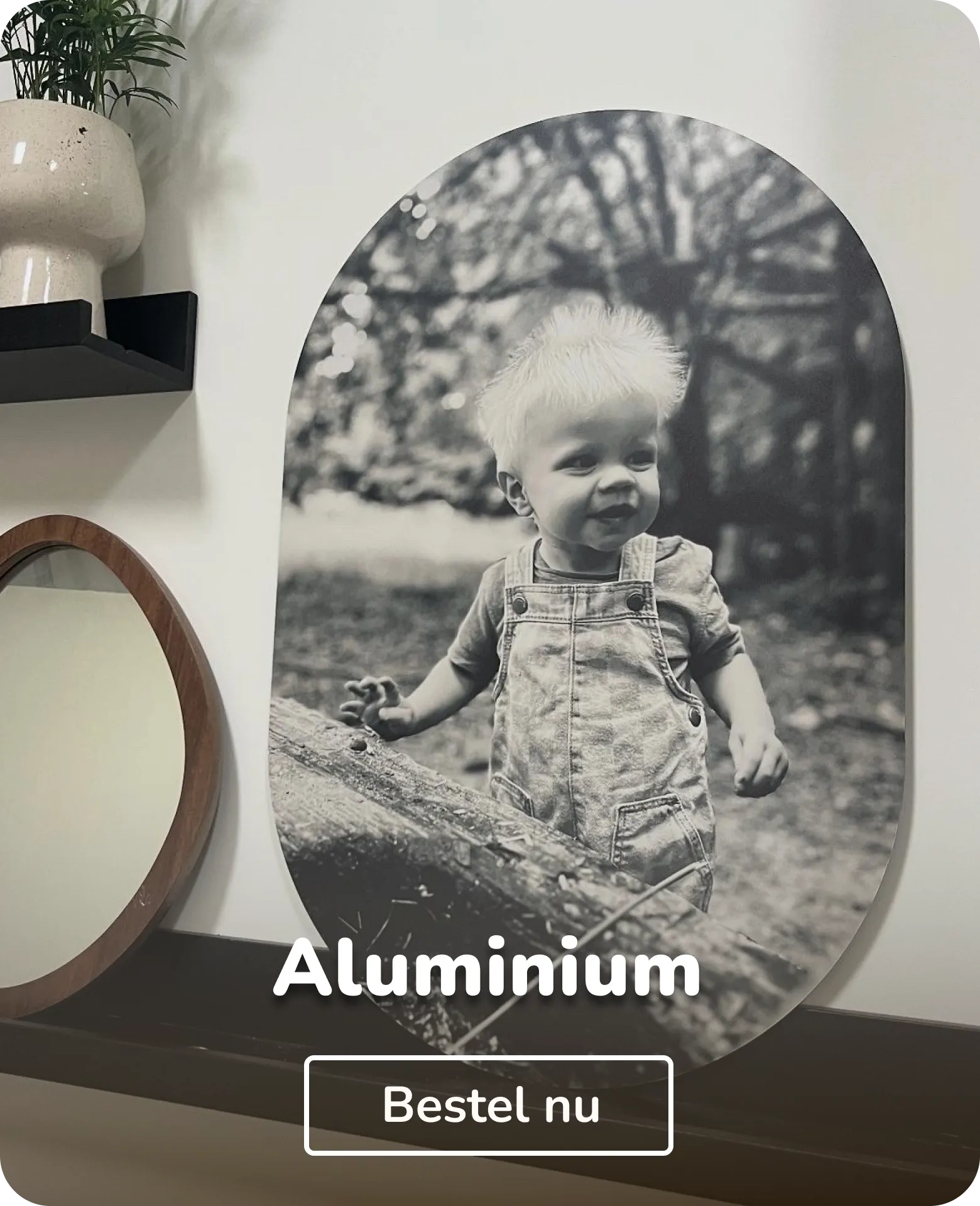 Foto op muurovaal aluminium