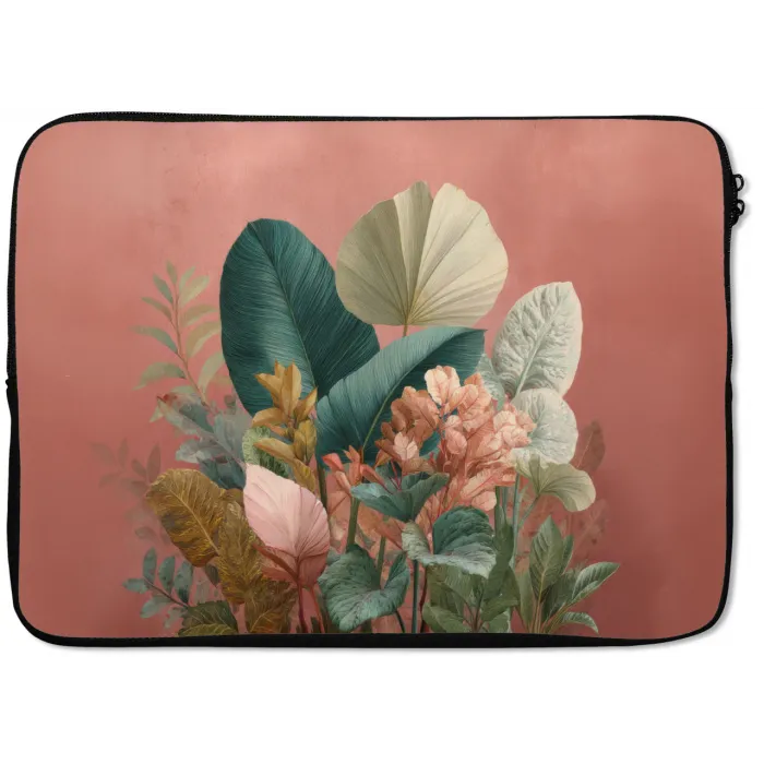 Tropische bladeren - Bloemen - Roze - groen laptophoes neopreen klein -zkaufland3dotto