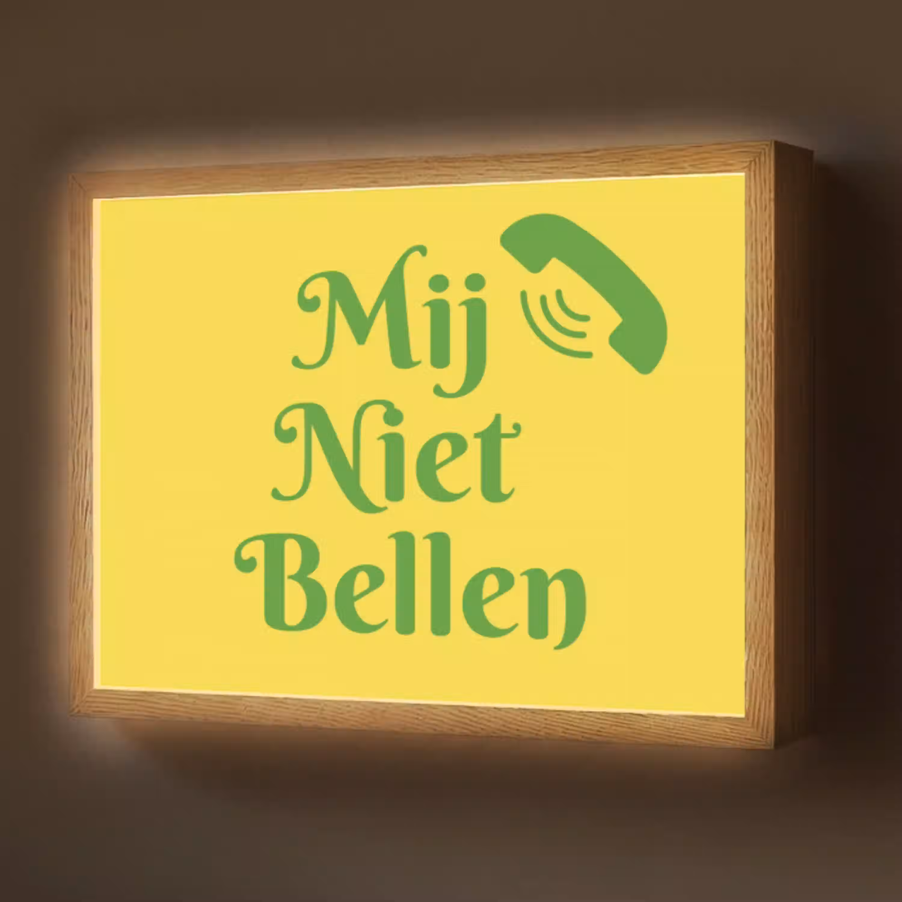 Mij niet bellen - Telefoon - Geel Light Box met batterij (Wandlamp) middel -z3d_website