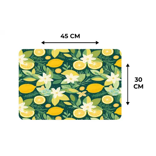 Groen - Bloemen - Citroenpartjes Placemat vinyl groot 368 -specs