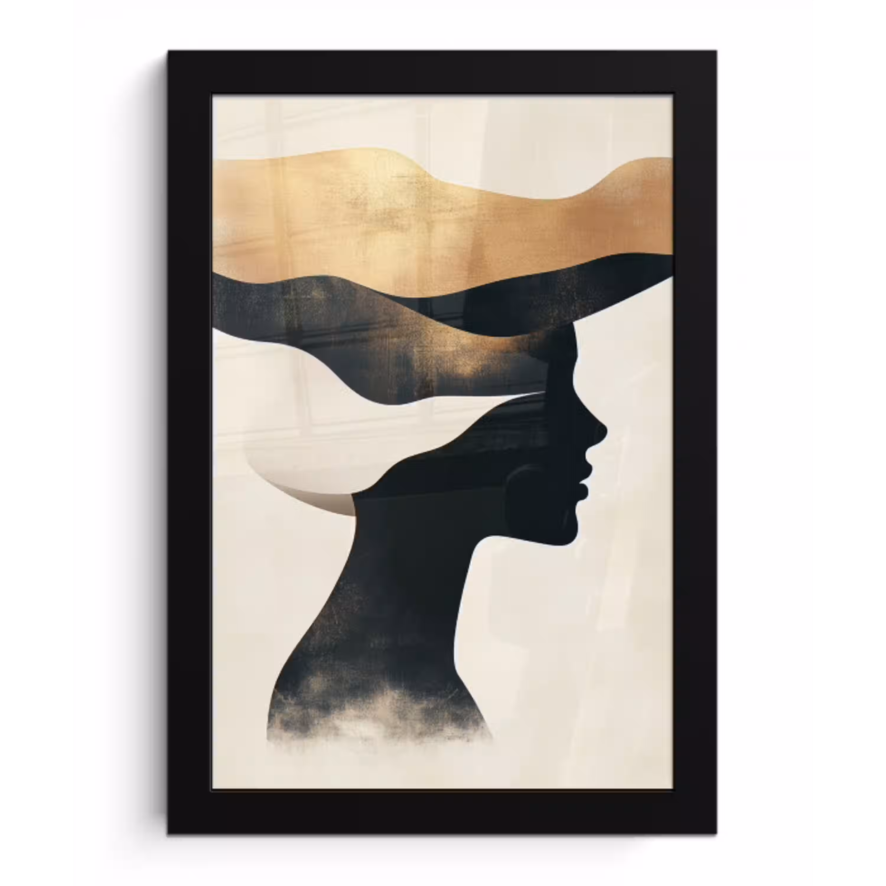 Vrouw - Golven - Zwart fotolijst zwart zonder passe partout klein -3d