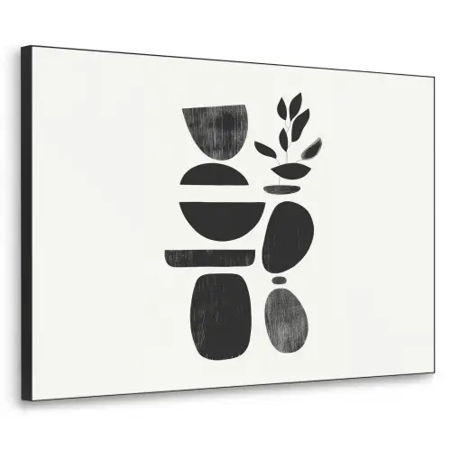 Japandi - Zwart - Abstract Textielframe zwart klein -3d