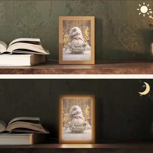 Kerst - Gnome - Bord - Kleurrijk Light Box met kabel (Tafellamp) klein -sfeer3