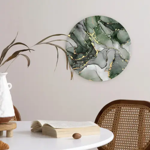 Luxe - Marmer - Groen Wandcirkel kunststof plaat 5mm dik klein -sfeer4