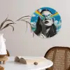 Vrouw - Bril - Regenboog - Wolken Wandcirkel kunststof plaat 5mm dik klein -sfeer4