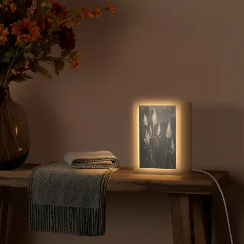 Siergras - Pluimen - Verlichting - Zwart Light Box met kabel (Tafellamp) klein -sfeer4
