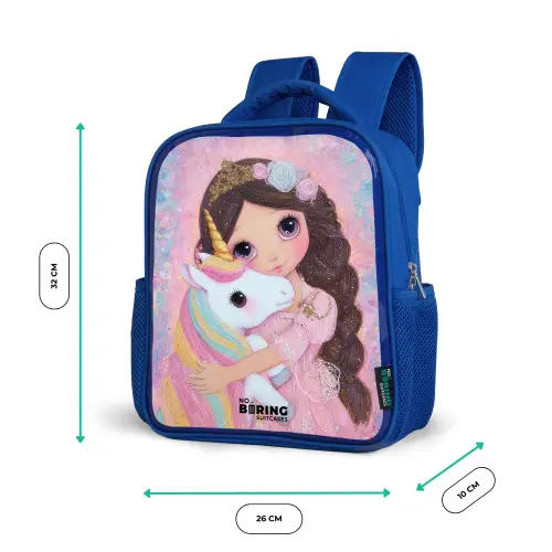 Meisje - Eenhoorn - Glitter Kinderrugzak - Blauw middel -productfoto_formaten