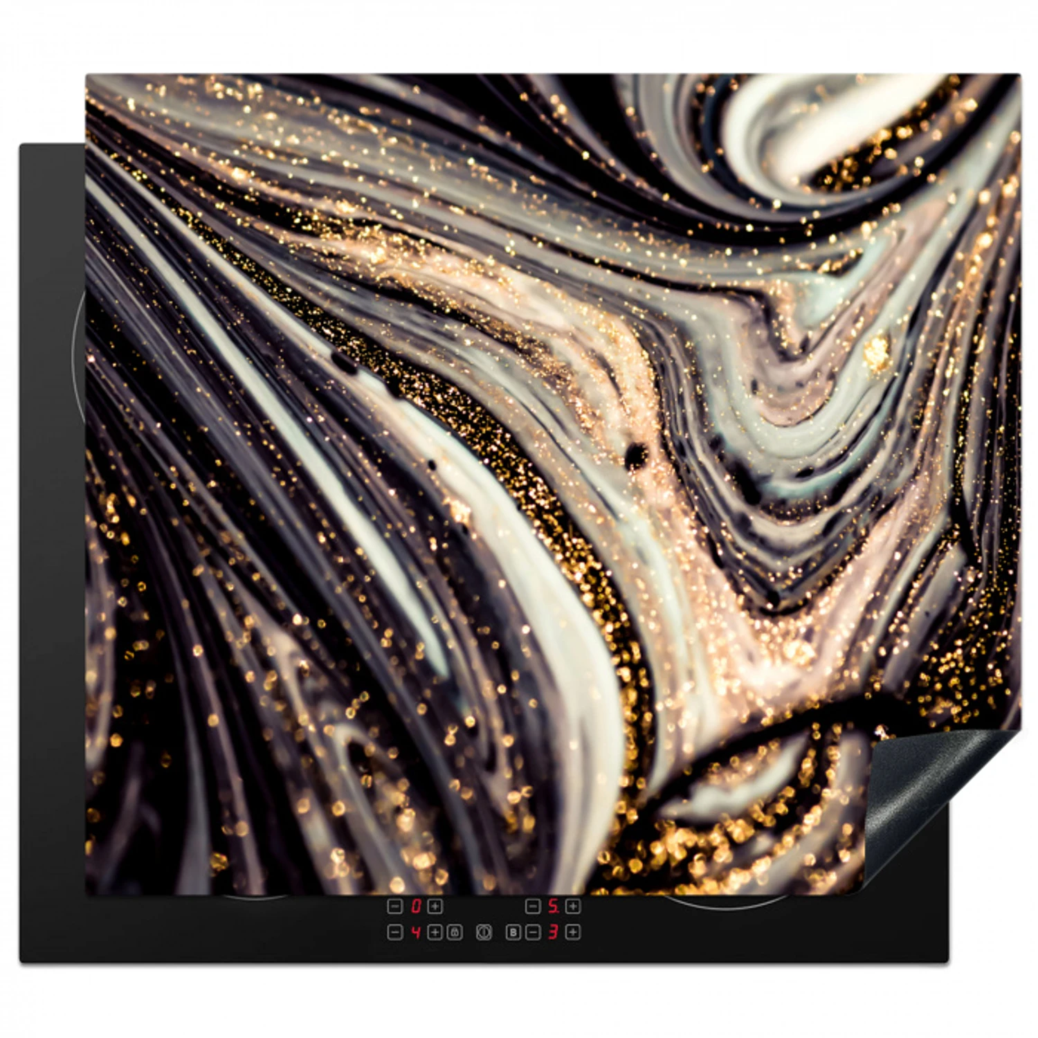 Kosmische Golven met Gouden Sterrenstof Inductie beschermer vinyl 3mm middel -3d