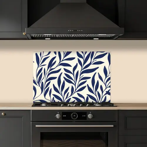 Bladeren - Klimop - Donkerblauw keuken achterwand spatscherm klein -sfeer1