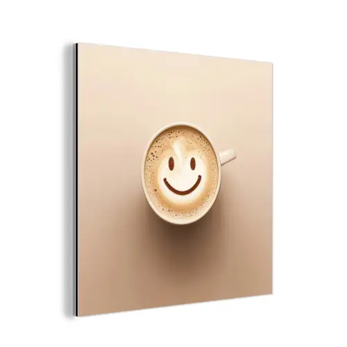 Koffie - Melkschuim - Lach - Beige aluminium wit klein -3d