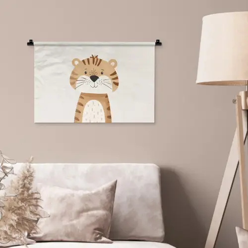 Tijger - Wilde dieren - Pastel Wandkleed katoen klein -sfeer4