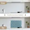 Patroon - Blauw - Lijnen - Zigzag keuken achterwand spatscherm klein 900 -voor_na_NL