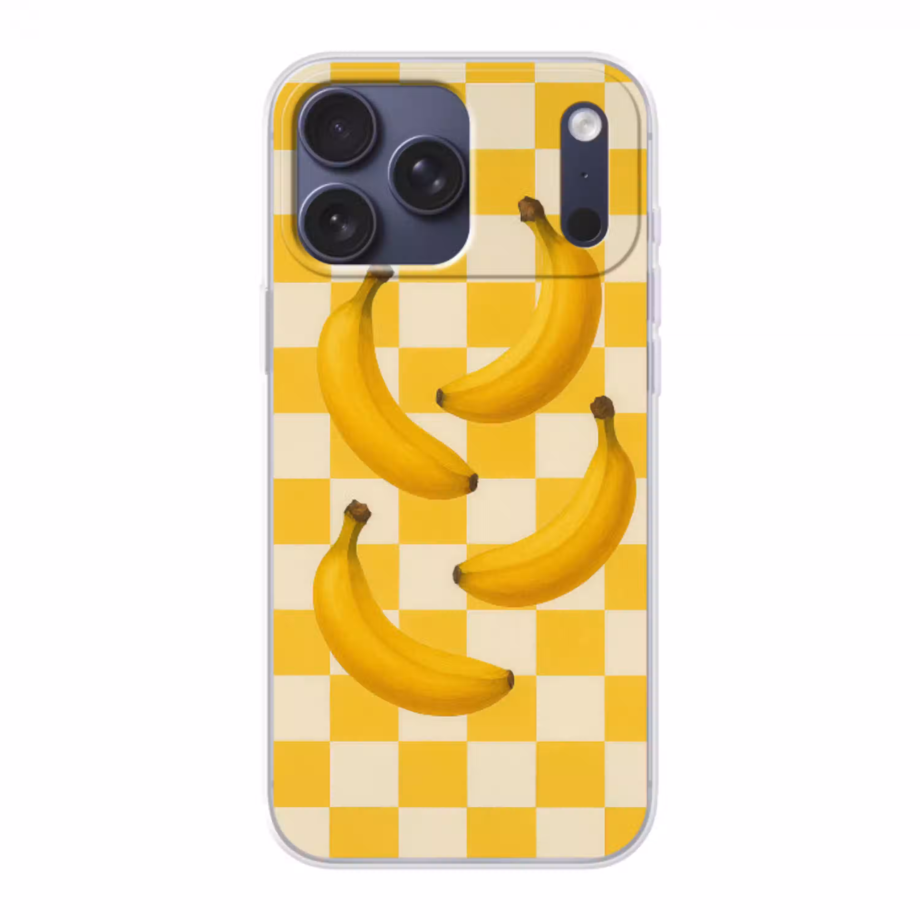 Bananen - Geel - Geblokt Telefoonhoesje iPhone 17 Pro Max klein -3d