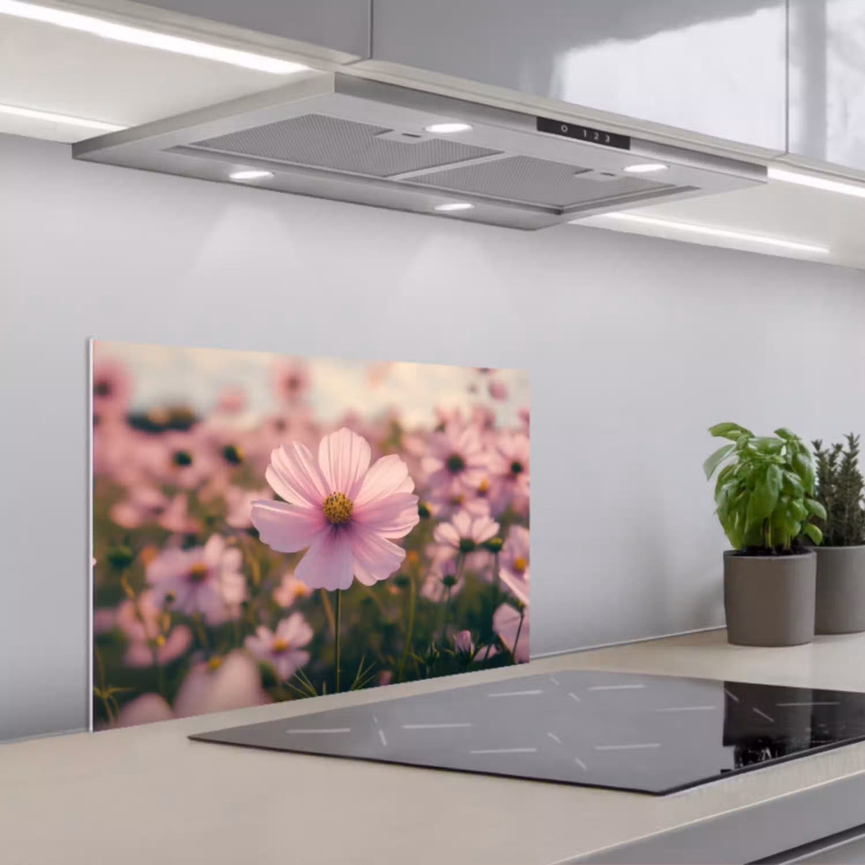 Bloemen - Paars - Wazig keuken achterwand spatscherm klein -3d_schuin