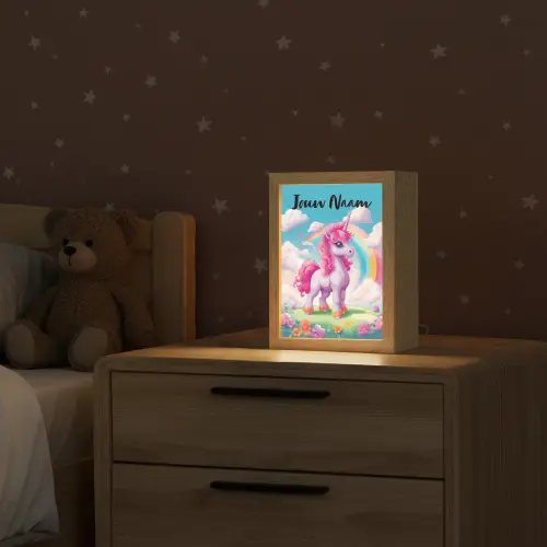 Unicorn - Meisjes - Bloemen - Regenboog - Eenhoorn Light Box met kabel (Kinderlampje) klein -sfeer1_kind