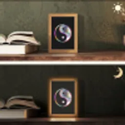 Yin-Yang - Cirkel - Regenboog Light Box met kabel (Tafellamp) klein -sfeer3